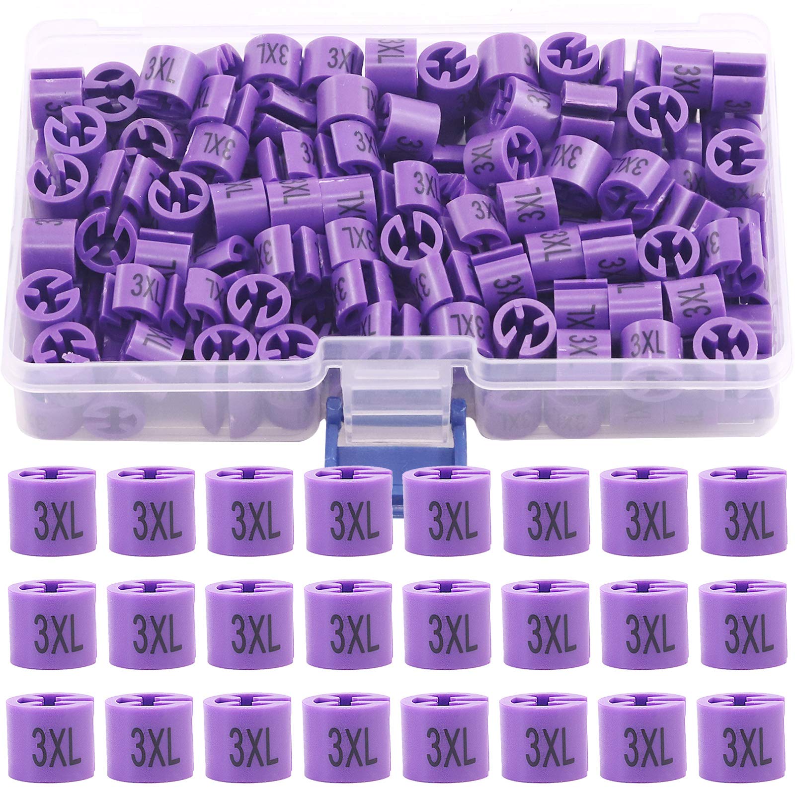 Swpeet 150Pcs Purple? Sizes 3Xl ? Plastic Clothes Hanger Size Markers Color-Coding Hanger Sizes Hangers Tags Marker Garment Size