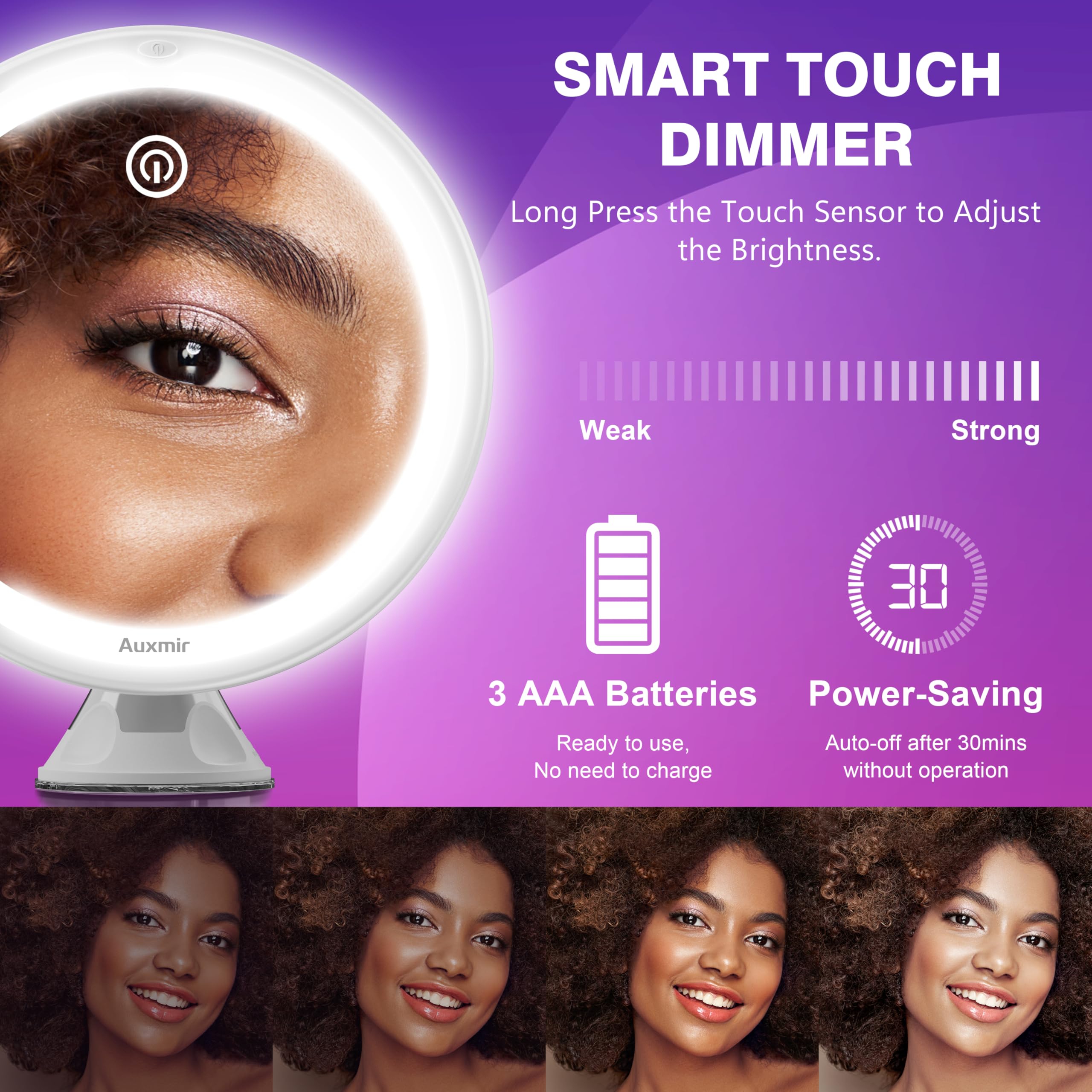 2025 Upgraded 30X Magnifying Mirror With Light, 8 Vanity Mirror With Power Suction Cup And Tweezers, 360 Swivel, Portable Bathro