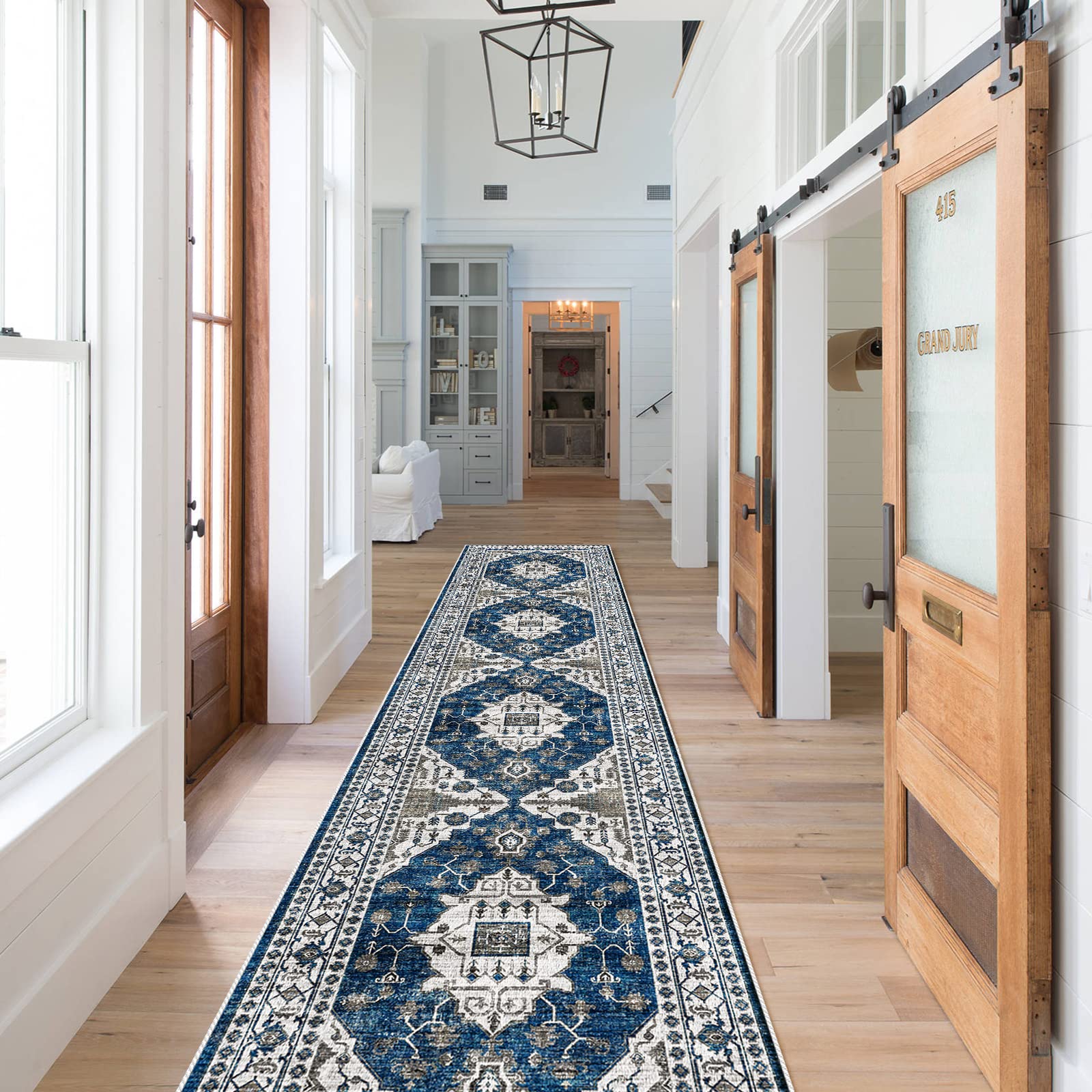 Hallway Washable Runner Rug - 2x10 Kitchen Rugs Entryway Rug Runner Vintage Soft Floor Mat Non Slip Indoor Farmhouse Carpet for 