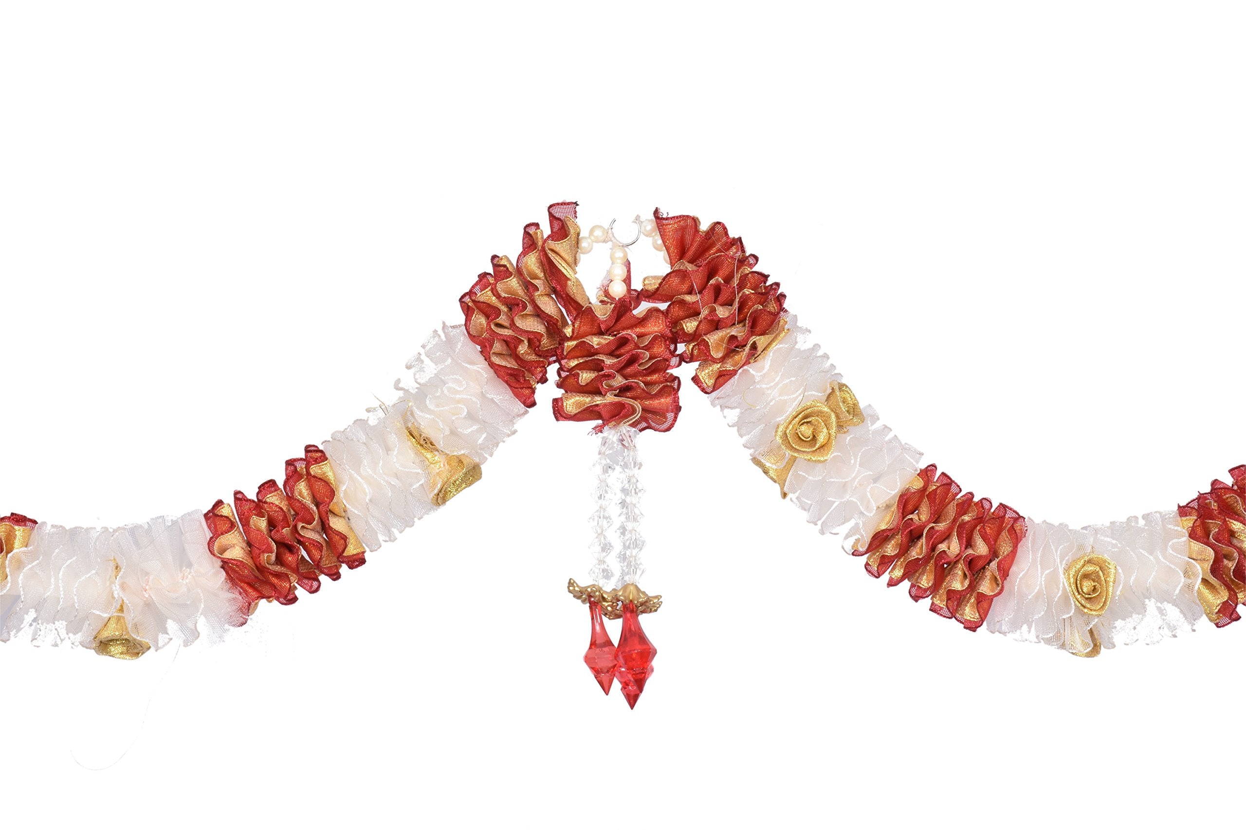 Daedal crafters- Net Ribbon with Gold Roses Door Set (Maroon with White) DC189 Hanging