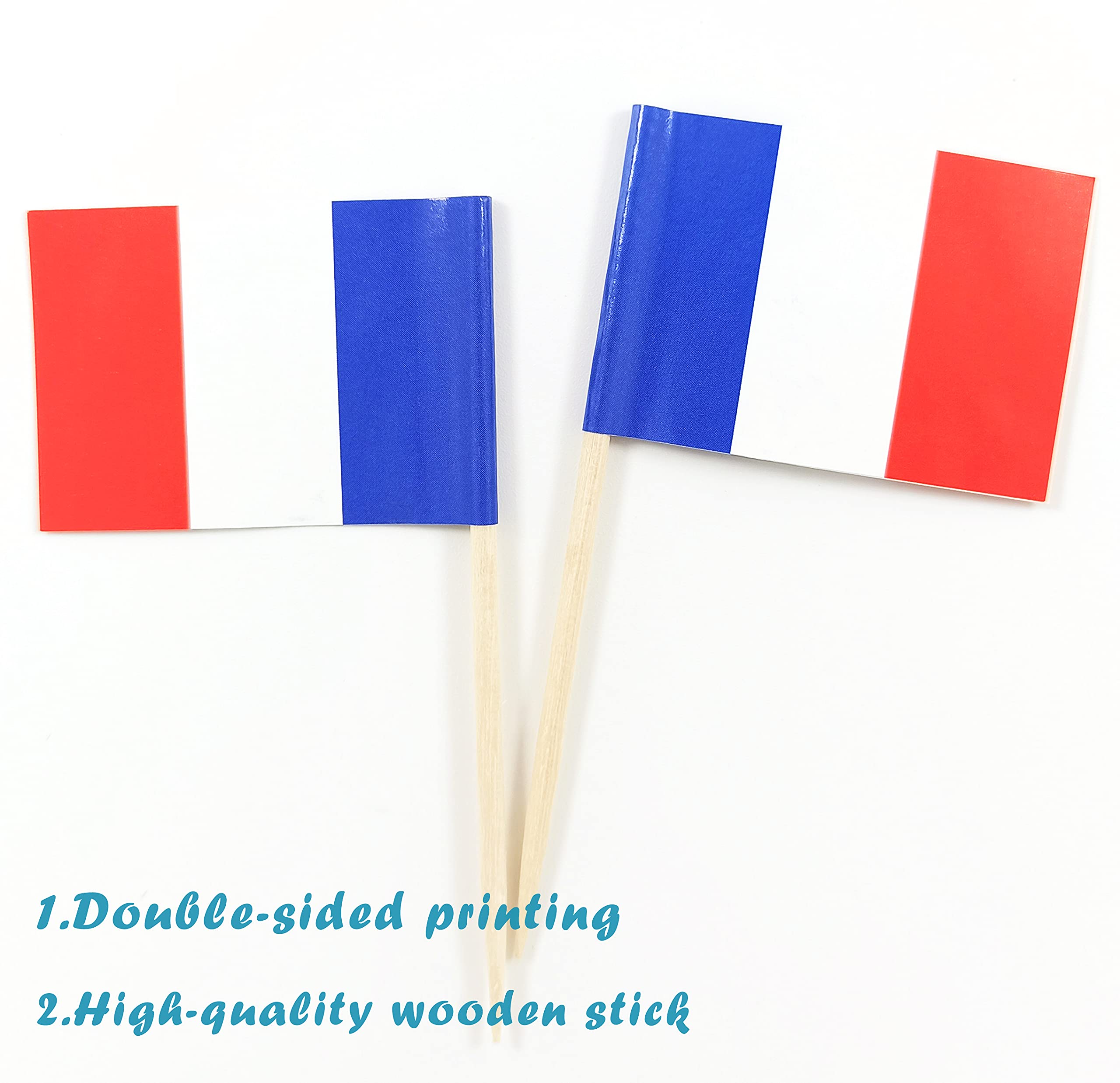 Jbcd France Toothpick Flag French Mini Small Cupcake Topper Flags, 100Pcs