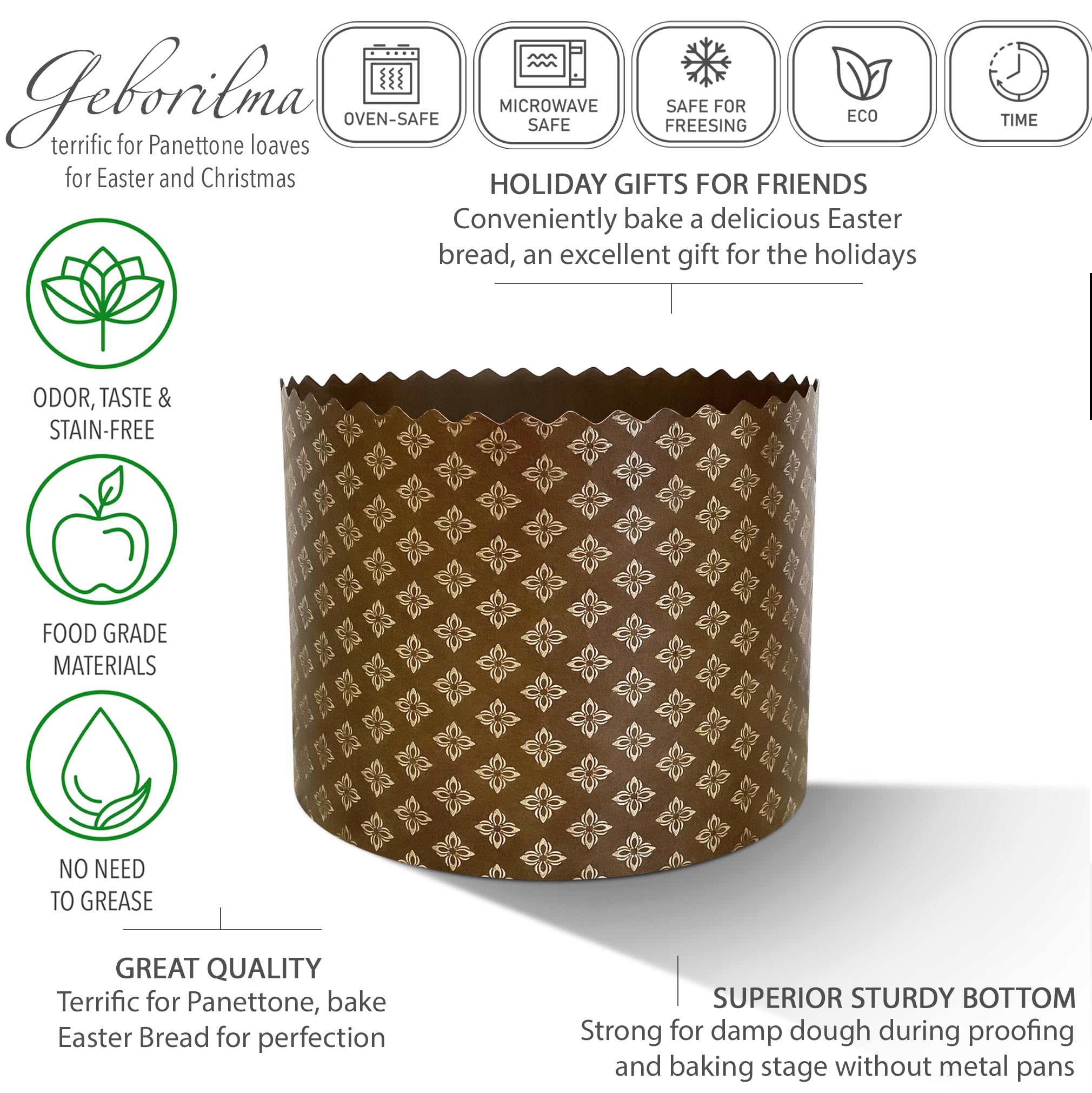 20 Oz Geborilma Easter Bread Mold - Panettone Paper Baking Molds 6 Pack - Oven Safe Large Panettone Mold - Easter Bread Paper Mo