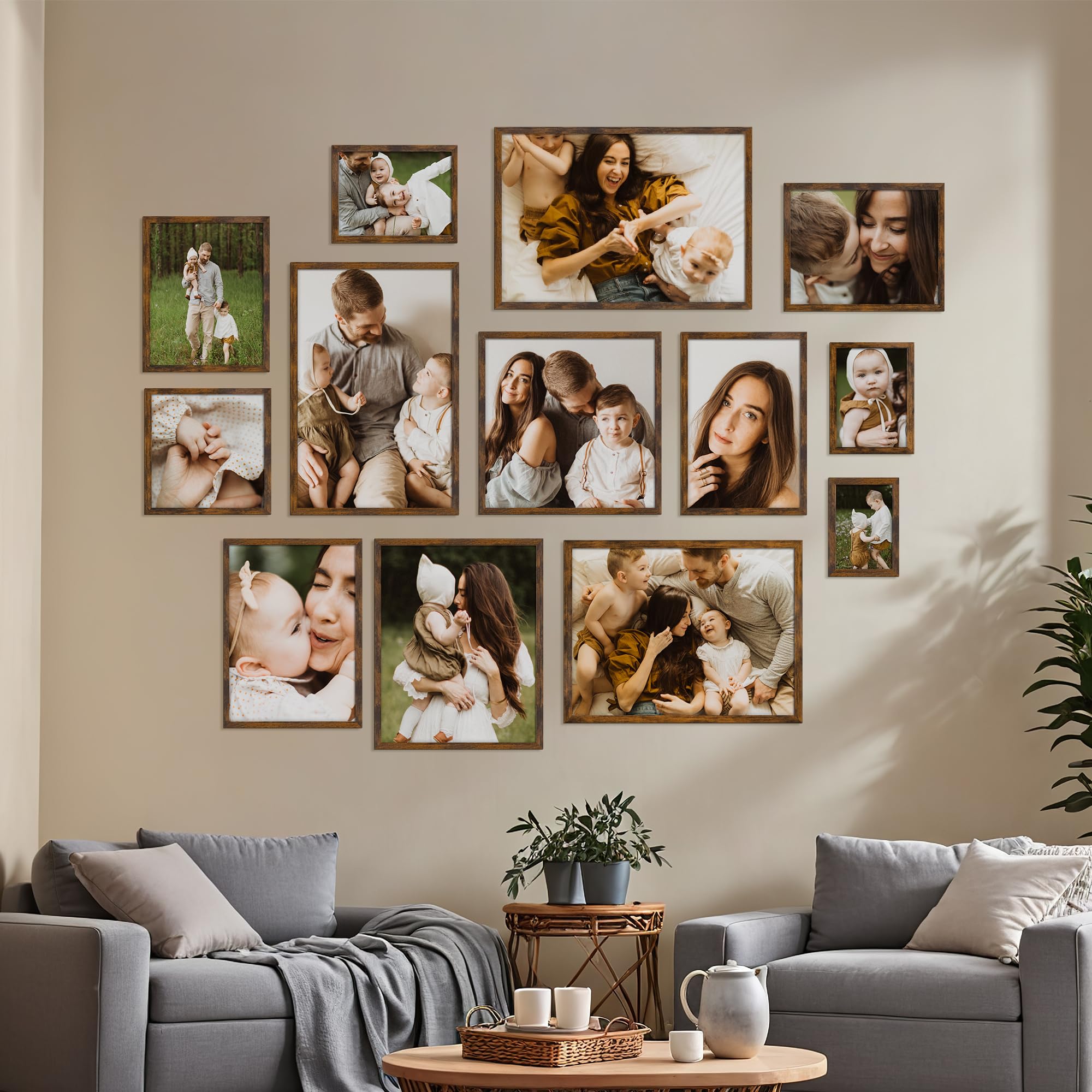 Giftgarden 8x8 Picture Frame Rustic Brown, 8 by 8 Thin Square Photo Frame for Gallery Wall Tabletop Display, Single