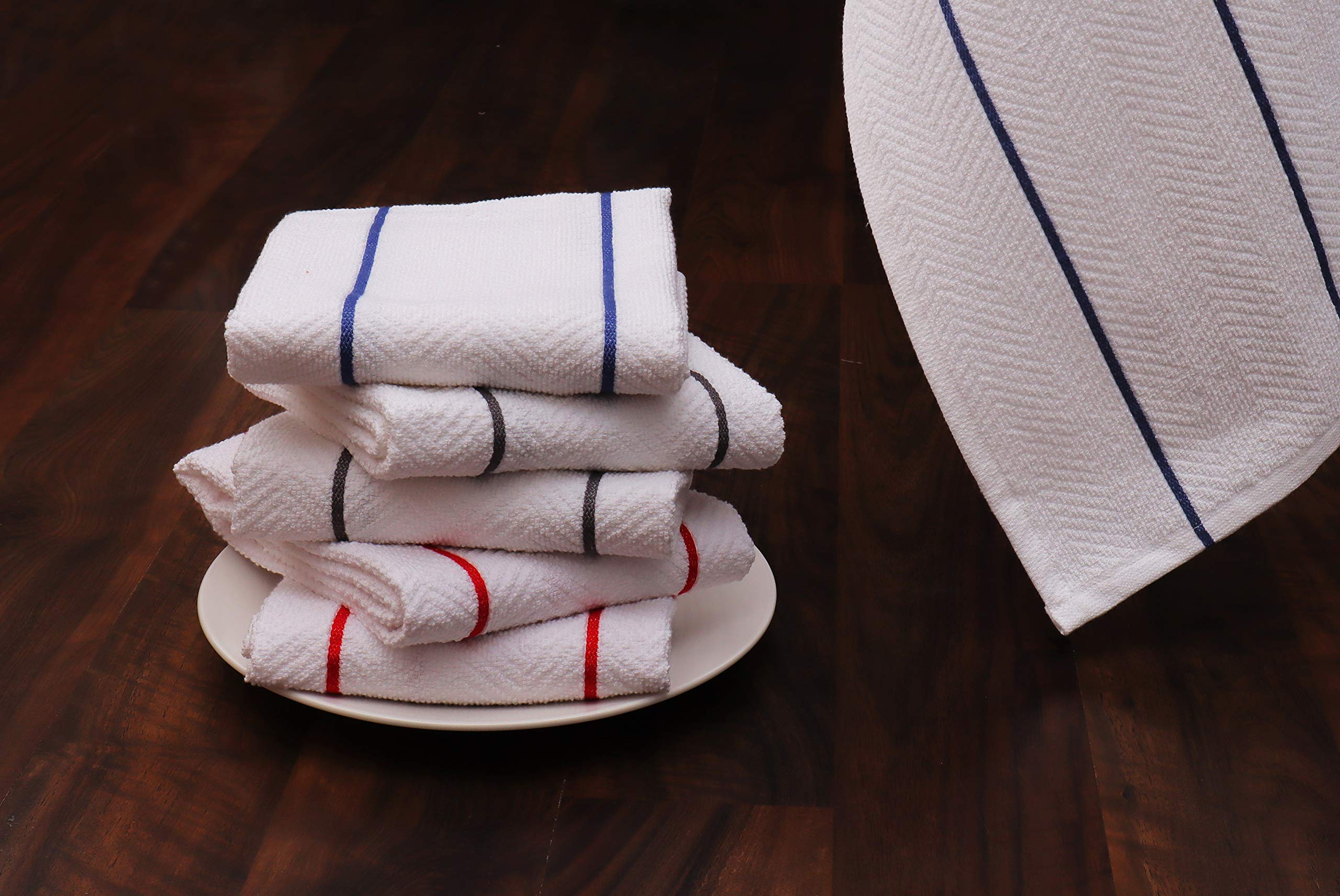 Amour Infini Herringbone Weave Terry Kitchen Towels | Set Of 6 | 28 X 16 Inches | 100% Ring Spun Cotton Dish Towels | Ultra Soft