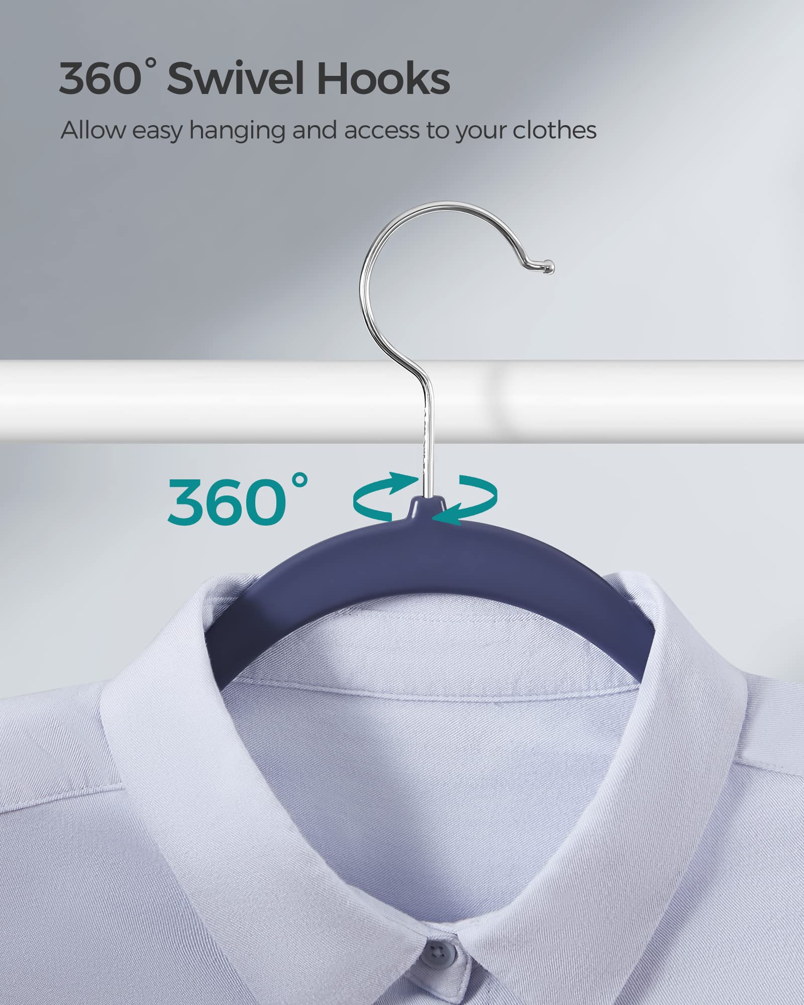 SONGMICS Clothes Hangers  Pack of 50 Plastic Coat Hangers  Non-Slip  Space-Saving  0.2 Inches Thick  17.7 Inches Long  360