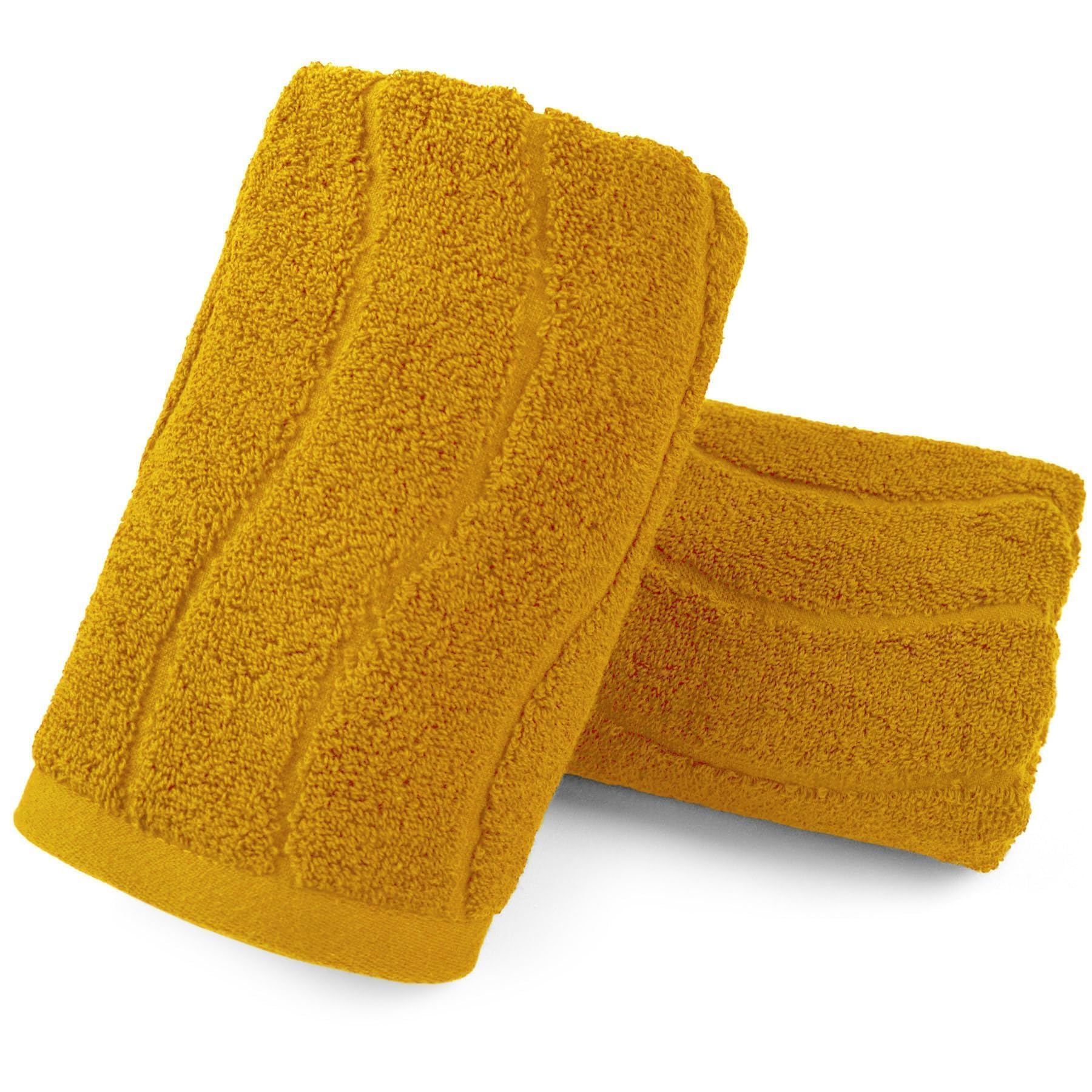 Jacquotha Wavy Striped Cotton Hand Towels, Set Of 2, Dry Your Hand Instantly, 13X29 Inches, Mustard, Fall Kitchen Bathroom Towel