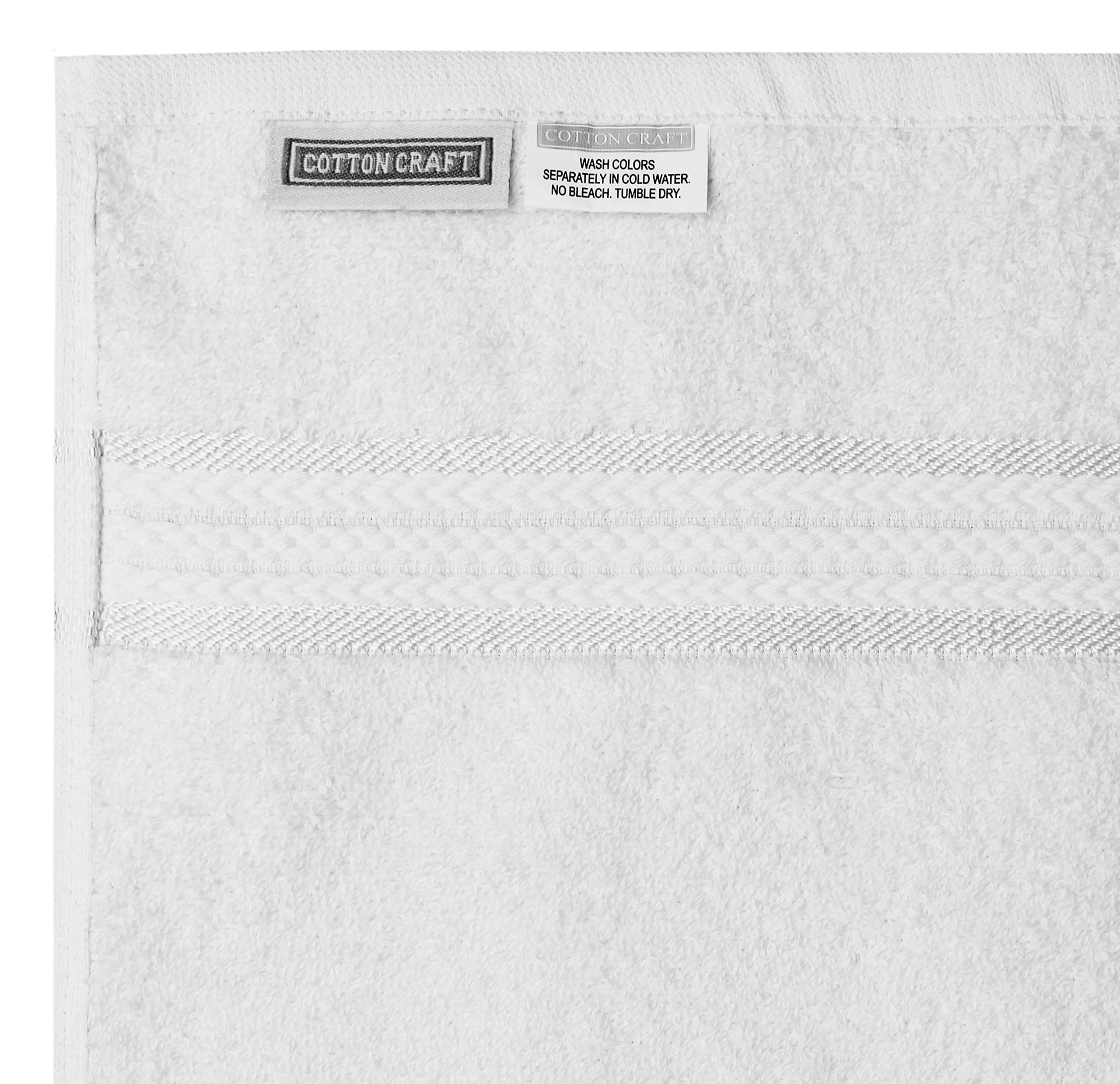 COTTON CRAFT Ultra Soft Hand Towels - 100% Cotton, 16x28 inches, White, 6 Pack, Ideal for Everyday Use