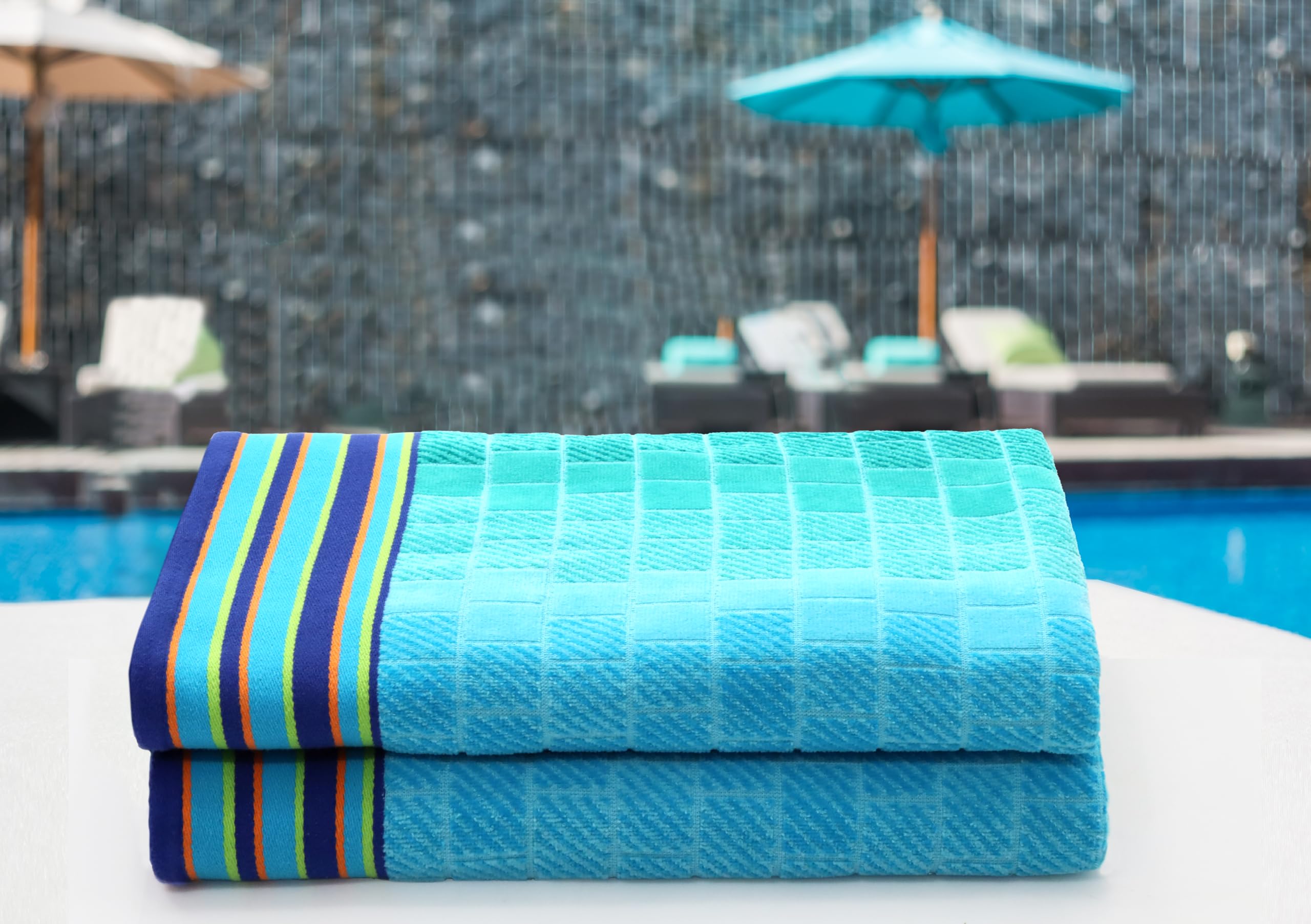 Cotton Craft Oversized Beach Towel - 2 Pack Big & Huge Towel Set - 100% Cotton - Pool Picnic Bath Towel - Plush Terry Jacquard V
