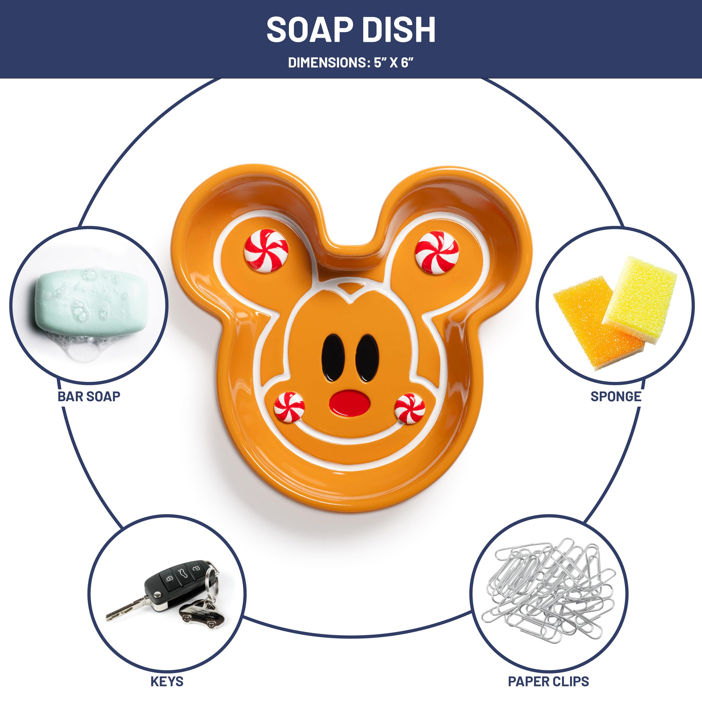 Jay Franco Disney Mickey Mouse Gingerbread Bathroom Set - 2 Piece Collection Includes Lotion Pump & Soap Dish - Christmas And Ho