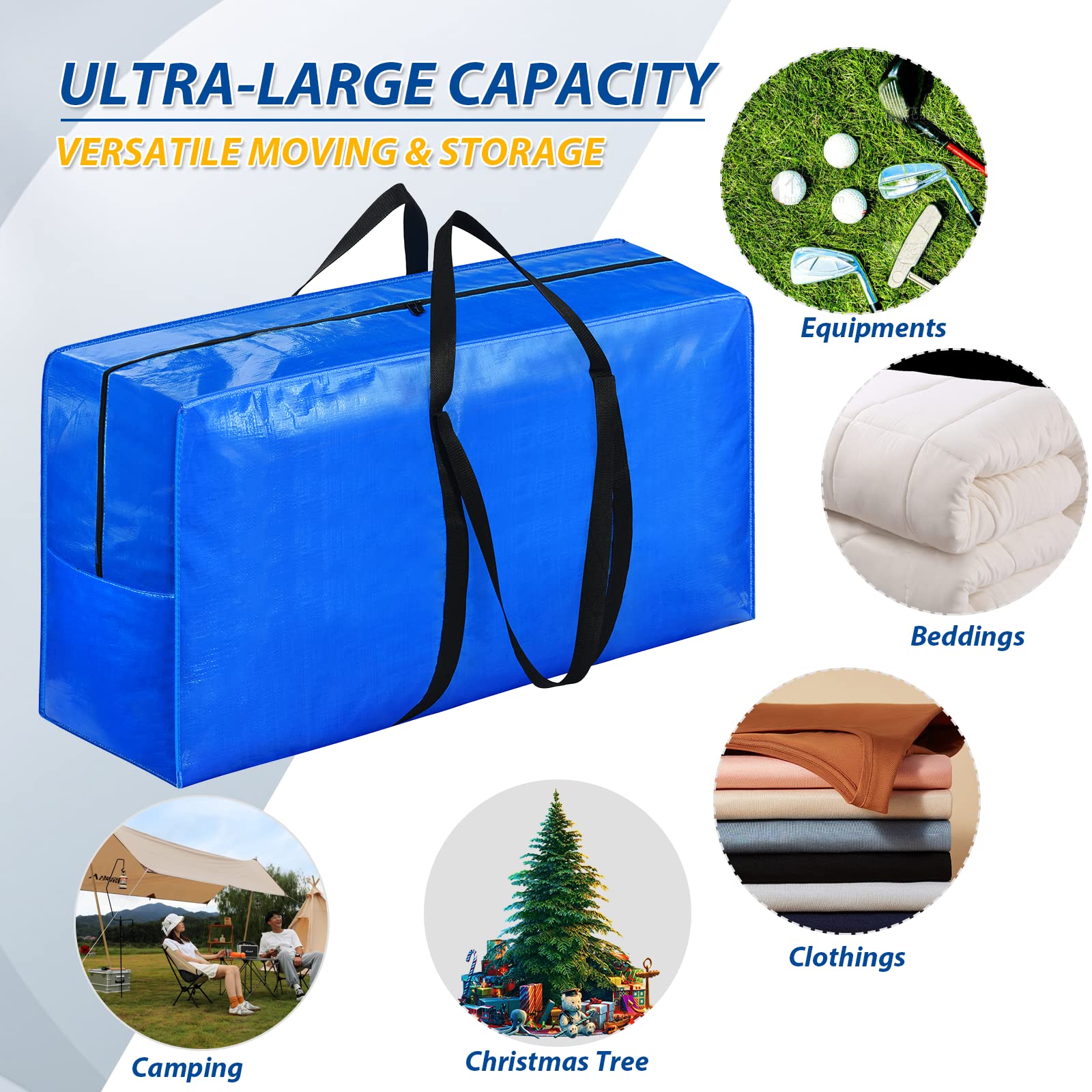 57 Gallon Extra Large Storage Bags, Xxl Jumbo Large Moving Bags Heavy Duty, Storage Totes Zippered Moving Boxes Supplies, Foldab