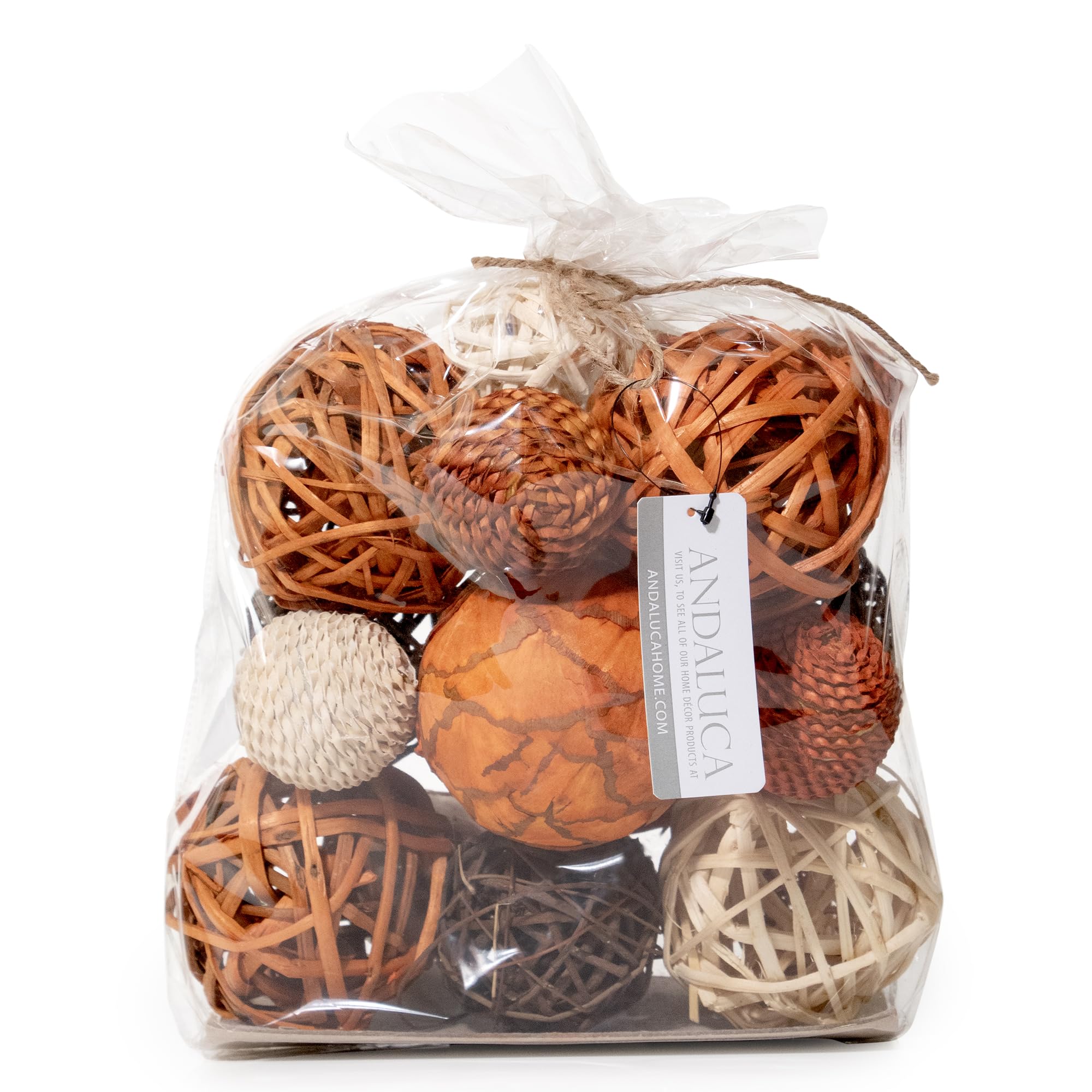 ANDALUCA Large Decorative Vase Filler Bag with Orbs, Balls (Burnt Orange)