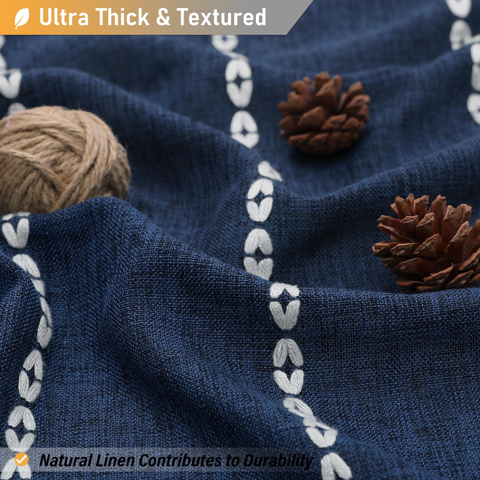 Bttn Extra Long Shower Curtain, 72X96 Long Striped Boho Chic Linen Fabric Heavy Duty Shower Curtain Set With Hooks, Tall Bohemia