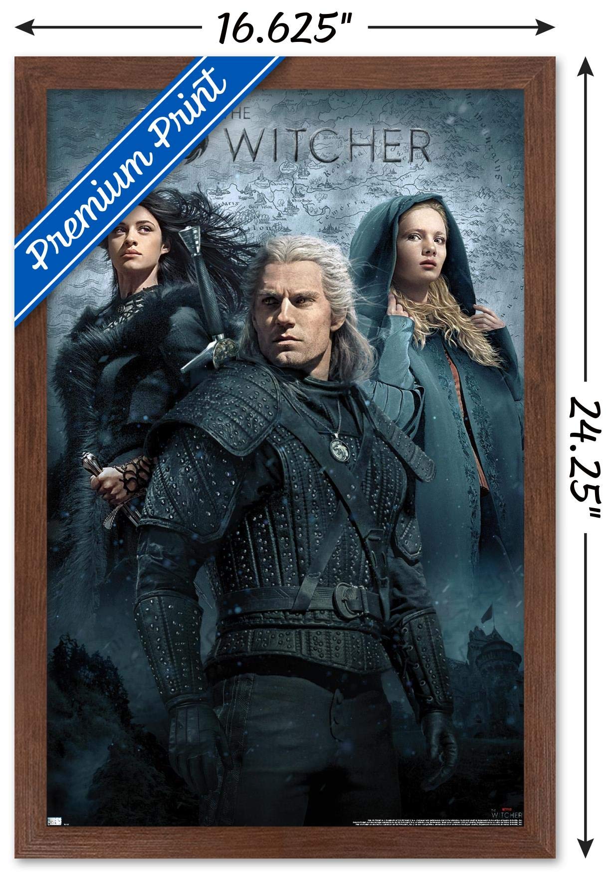 Trends International Netflix The Witcher - Key Art Wall Poster, 14.725'' X 22.375'', Mahogany Framed Version