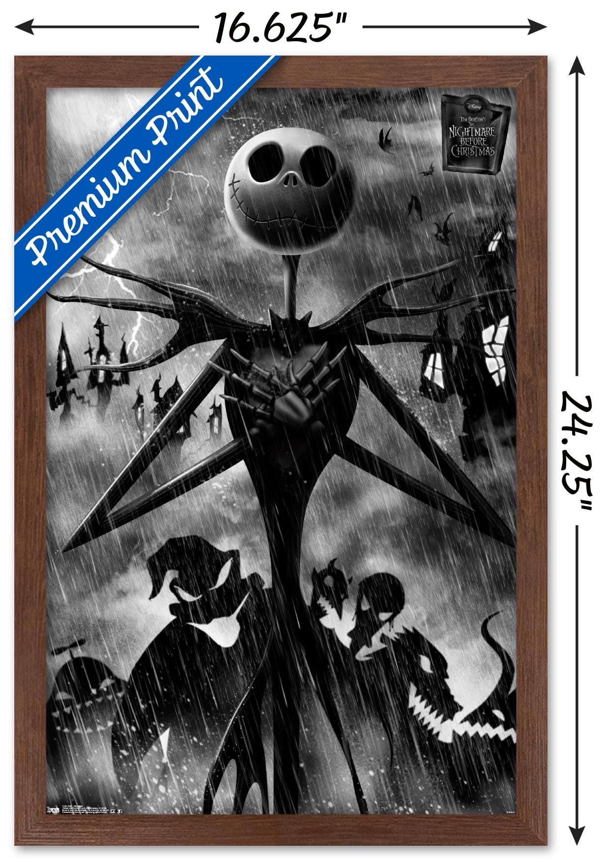 Trends International Disney Tim Burton'S The Nightmare Before Christmas-Shadows Wall Poster, 14.725'' X 22.375'', Mahogany Frame