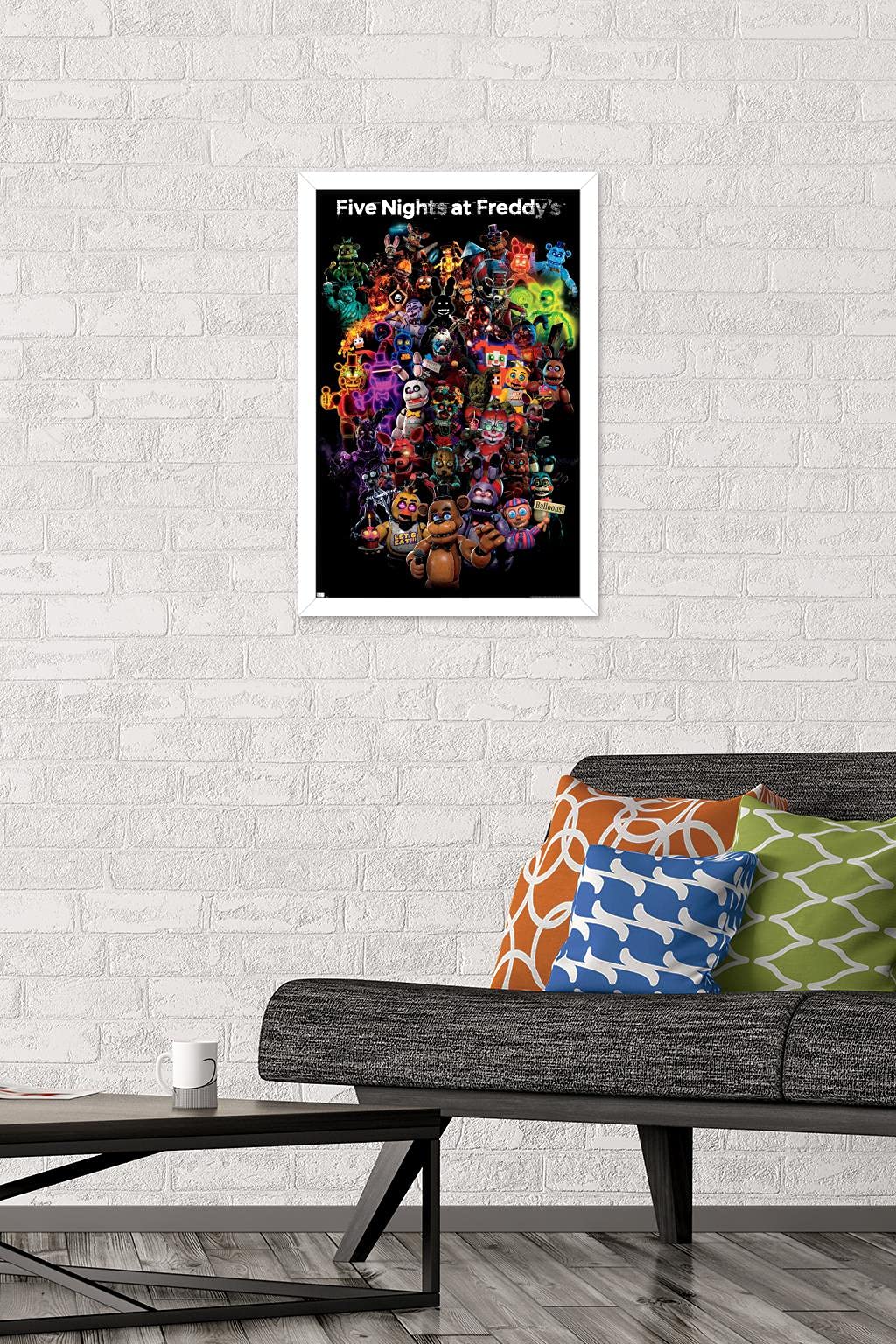 Trends International Five Nights At Freddy'S: Special Delivery - Collage Wall Poster, 14.72'' X 22.37'', White Framed Version