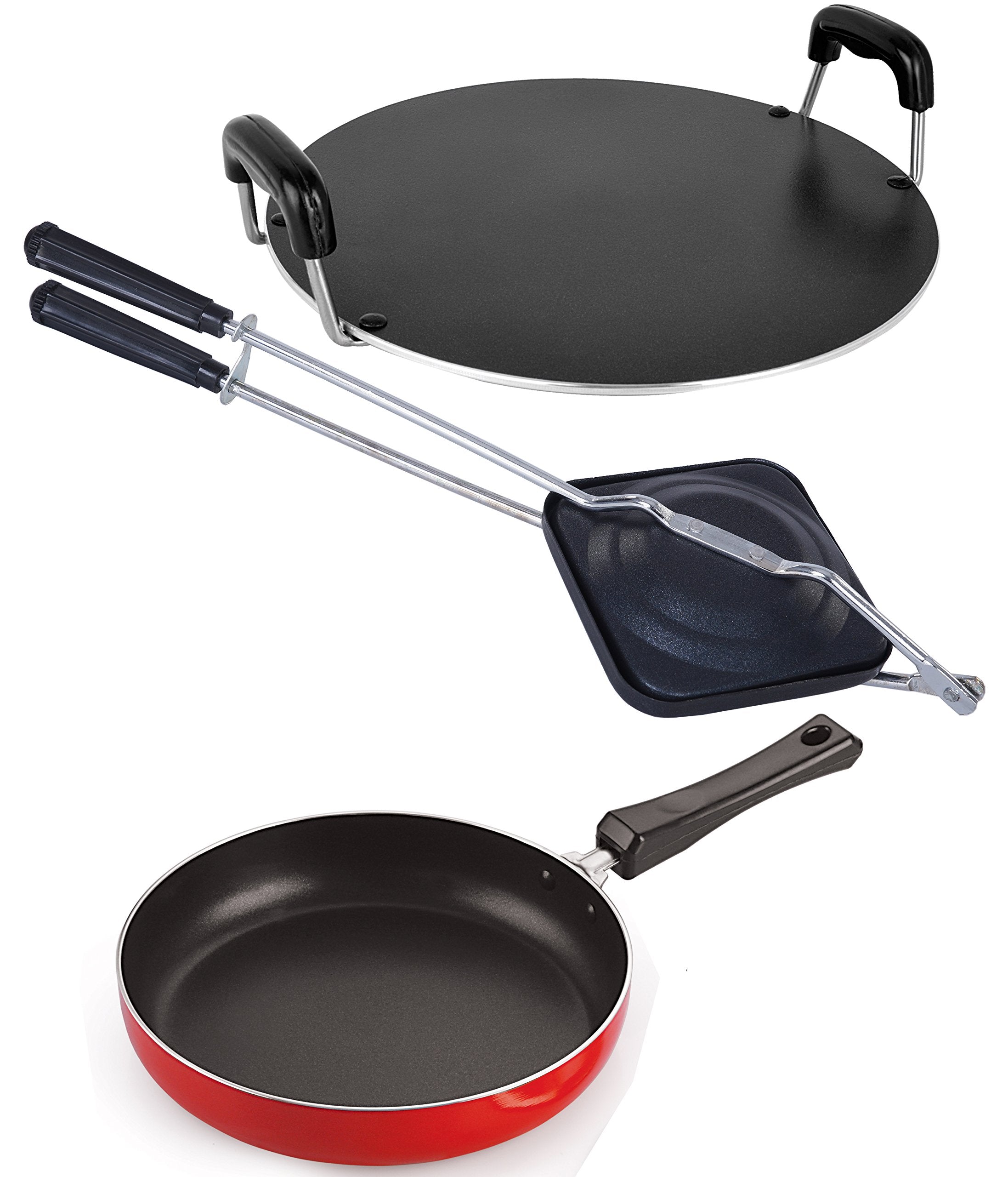 Nirlon Gas Stovetop Compatible NonStick Aluminium Cookware Essential Combo Set With Bakelite Handle, 2.6Mm_Fp11_Rt_Ht