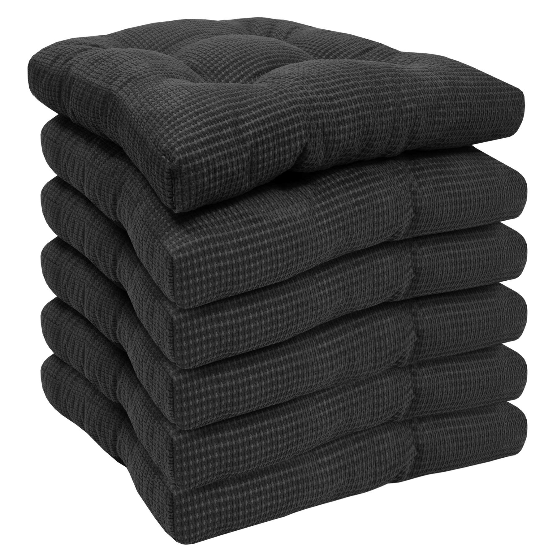 Sweet Home Collection Non Slip Chair Cushion Fluffy, 6 Pack, Charcoal Gray