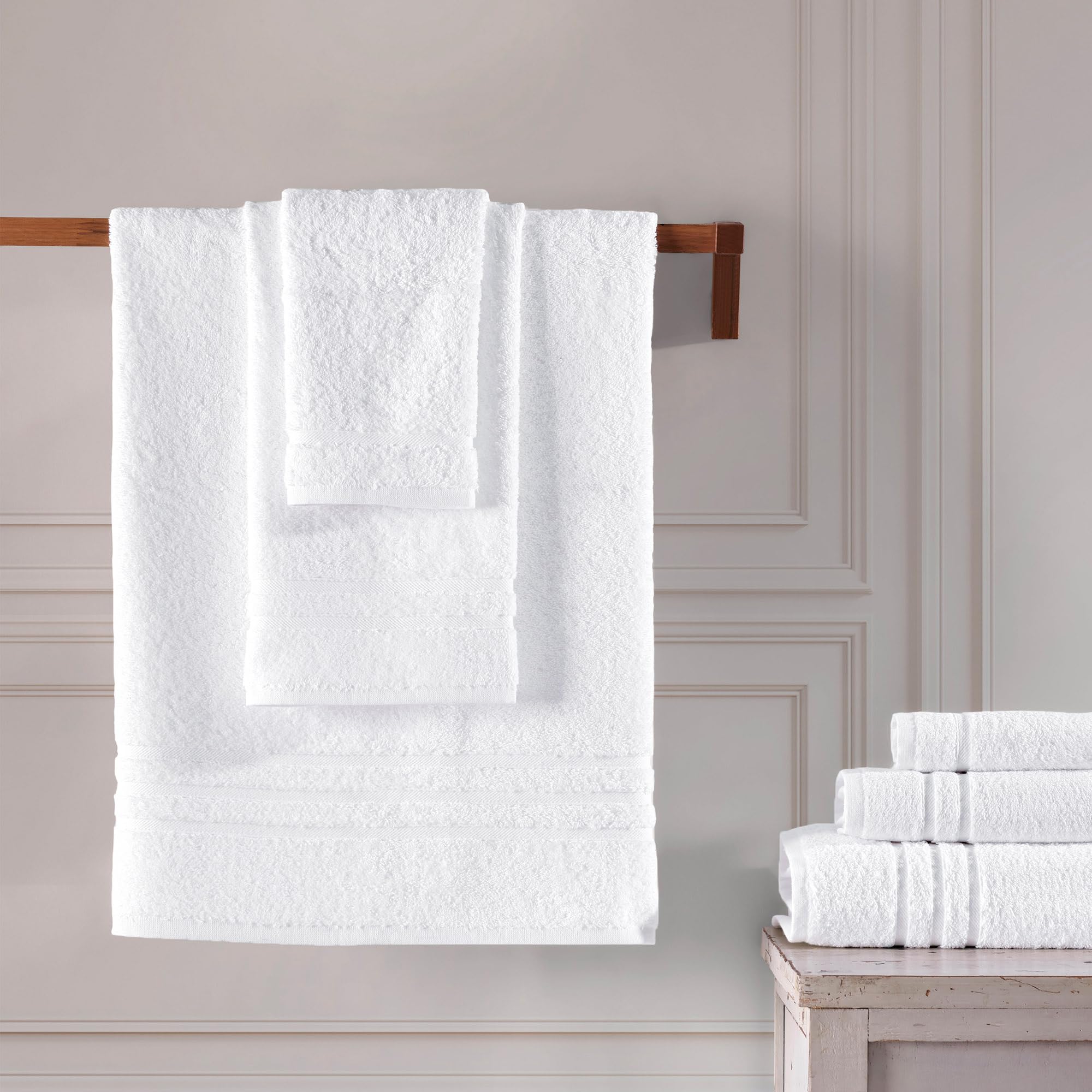 Hawmam Linen White Bath Towels Set 6-Piece Original Turkish Cotton Soft  Absorbent and Premium Towel for Bathroom and Kitchen 2 Bath Towels  2 Hand Towels  2 Washcloths