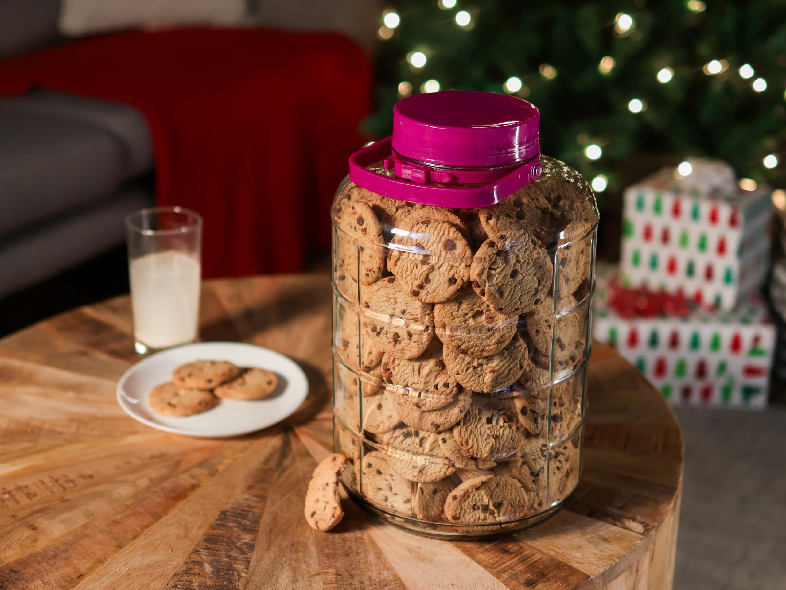 7Penn Large Glass Jar With Lid - 2.64 Gallon Wide Mouth Giant Glass Barrel Jar For Pickles, Cookies, And Candy - Airtight Seal W