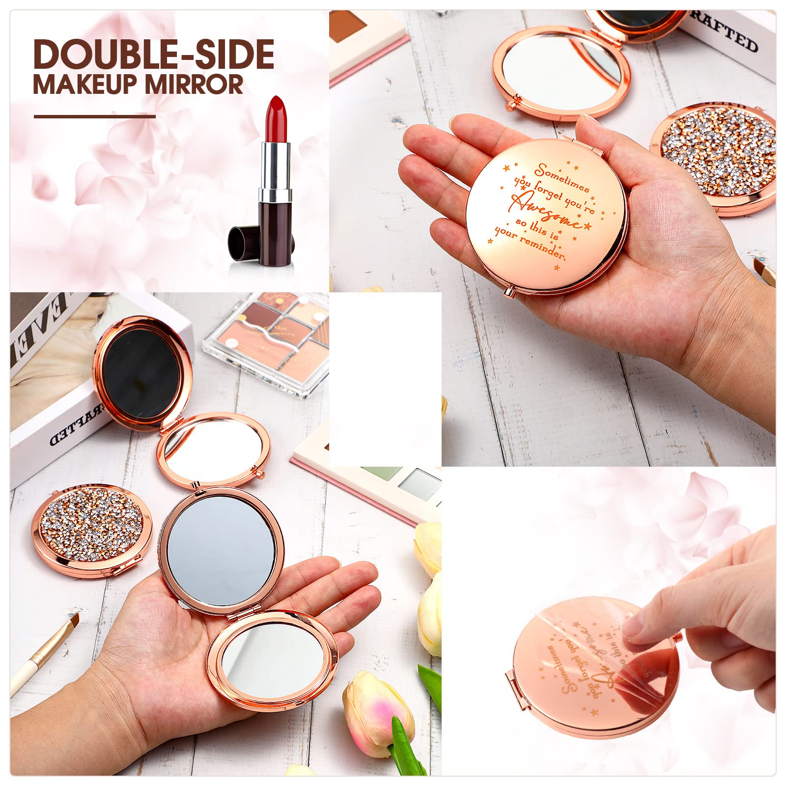 10 Pcs Inspirational Compact Mirror Sometimes You Forget You'Re Awesome Appreciation Thank You Gifts For Women Employee Coworker