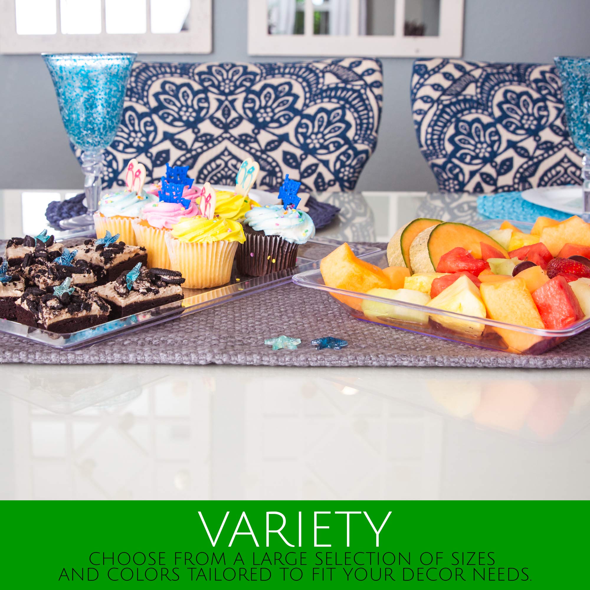 Plasticpro Plastic Serving Trays - Serving Platters Rectangle 10 X 14 Disposable Party Dish Crystal Clear Pack Of 4