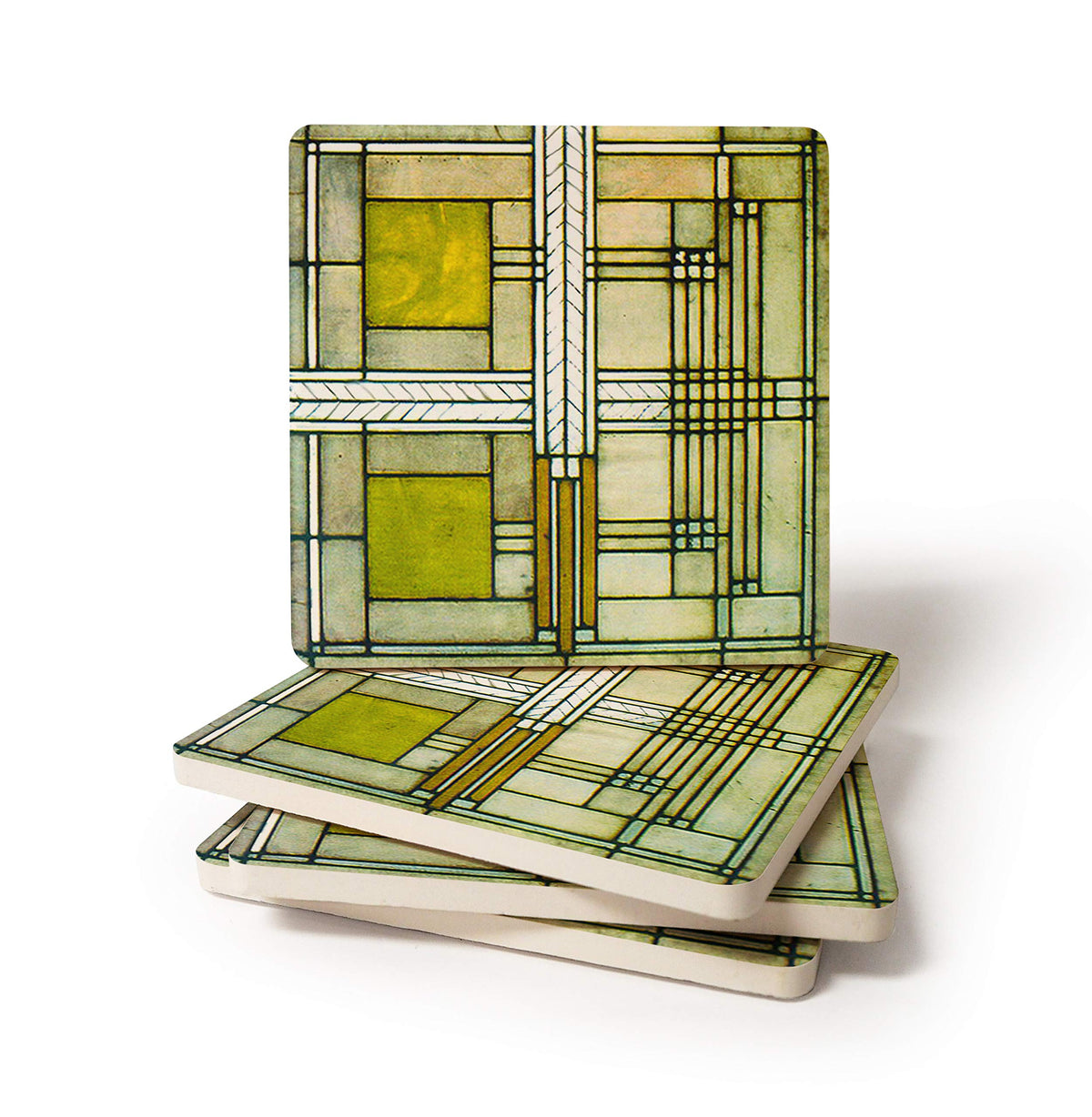 Coasterstone Willits Square Absorbent Coaster Drinks Frank Lloyd Wright, Set Of Four