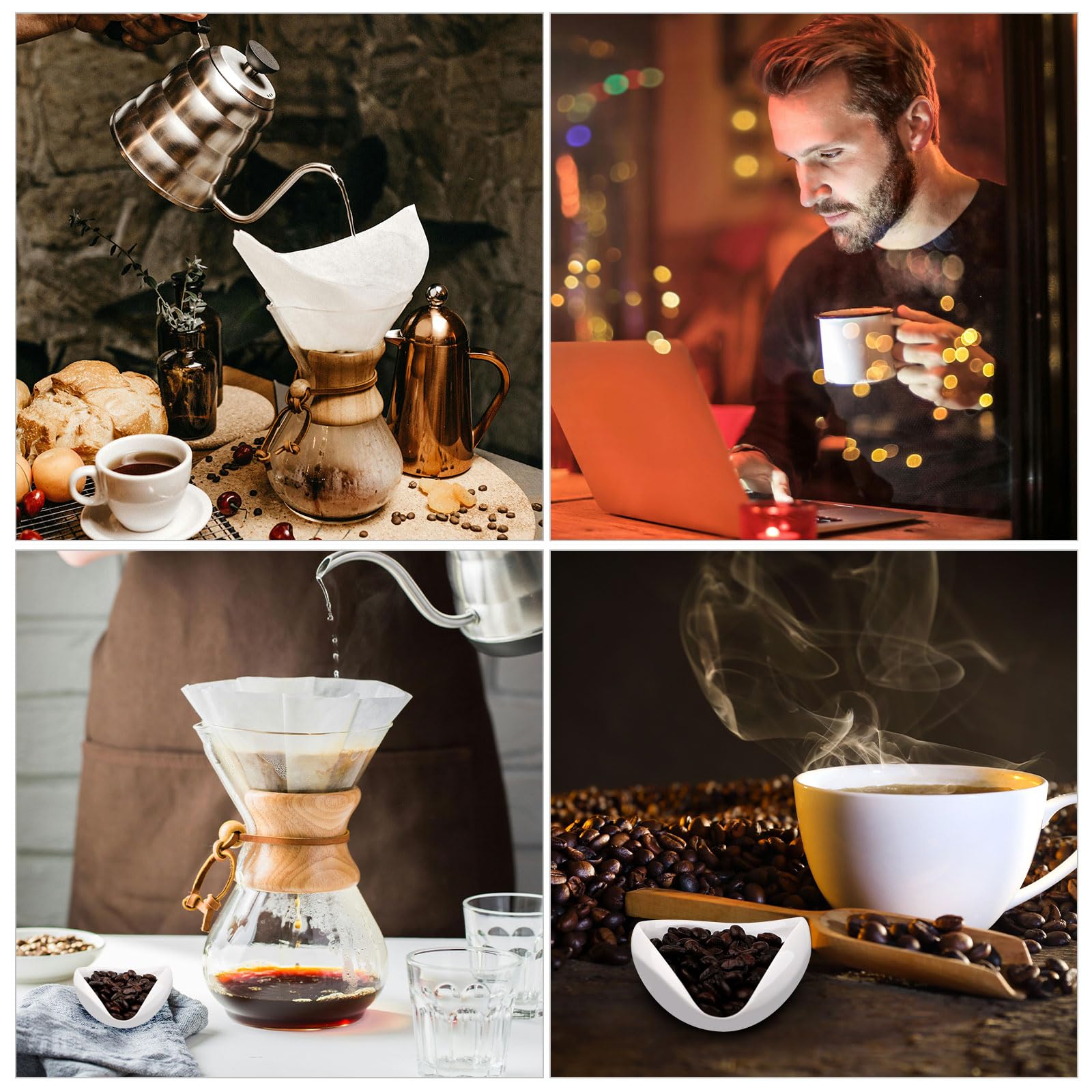 2Pcs Coffee Dosing Cup With Spray Bottle, Ceramic Coffee Bean Dosing Tray & Spritzer For Tea Espresso Vessel Accessories Kit Gif