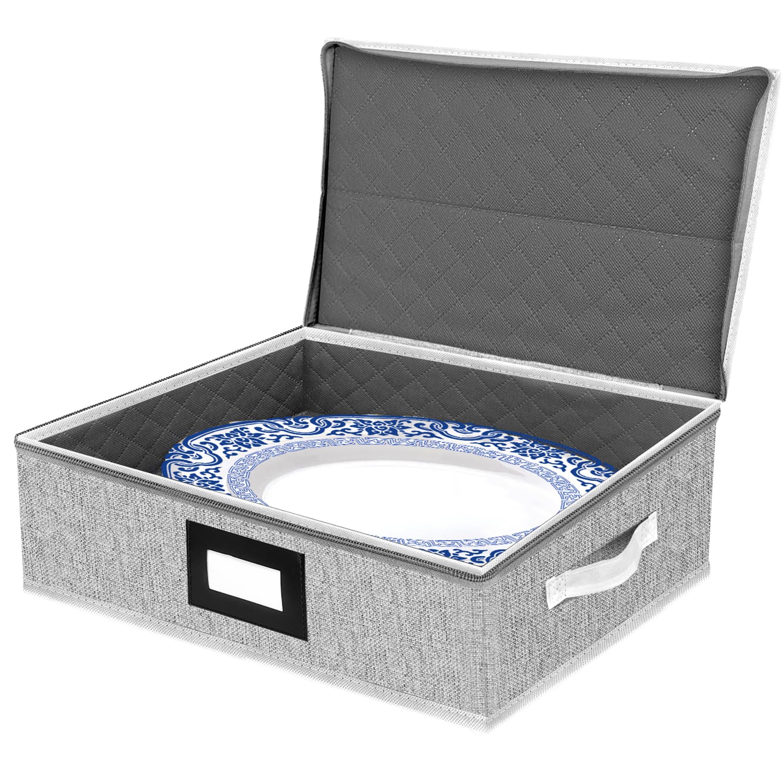Homyfort Platter Storage Case, China Storage Containers Hard Shell, 5 Felt Dividers Included, Structured Top And Stackable Platt