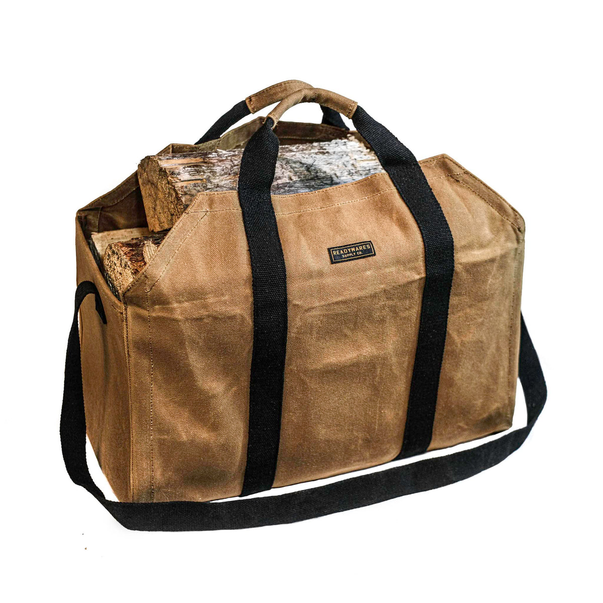 Readywares Firewood Bag, Wood Stove Storage, Easy Carrying Shoulder Strap, Extra Large Xl Design Tan