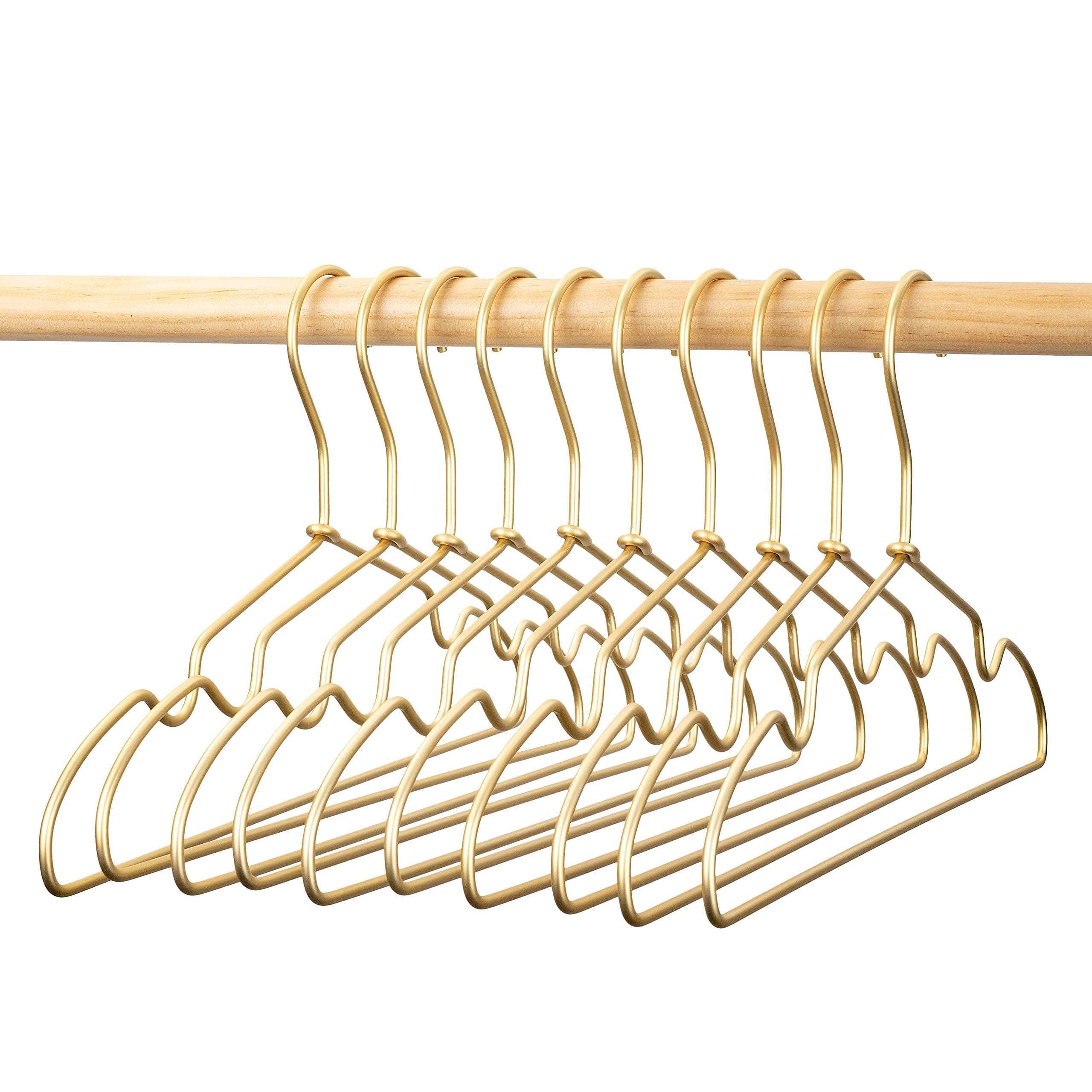 Koobay 12.6'' Matte Gold Metal Kids Baby Hangers, 10Pack, Non Slip, Suit For Coated Wire Children Clothes Hangers, Closet Storag