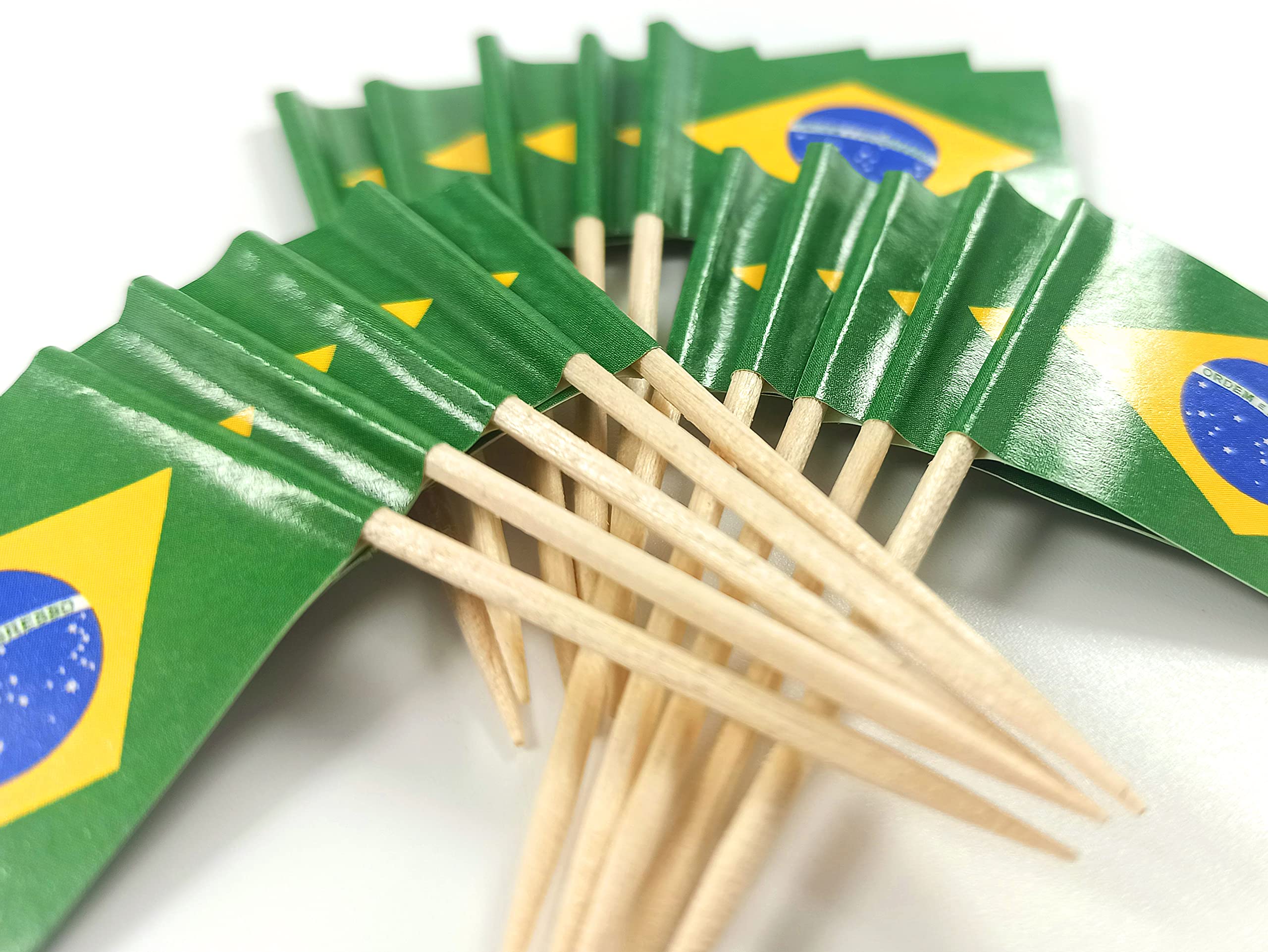 Jbcd Brazil Toothpick Flag Brazilian Mini Small Cupcake Topper Flags (100 Pcs)