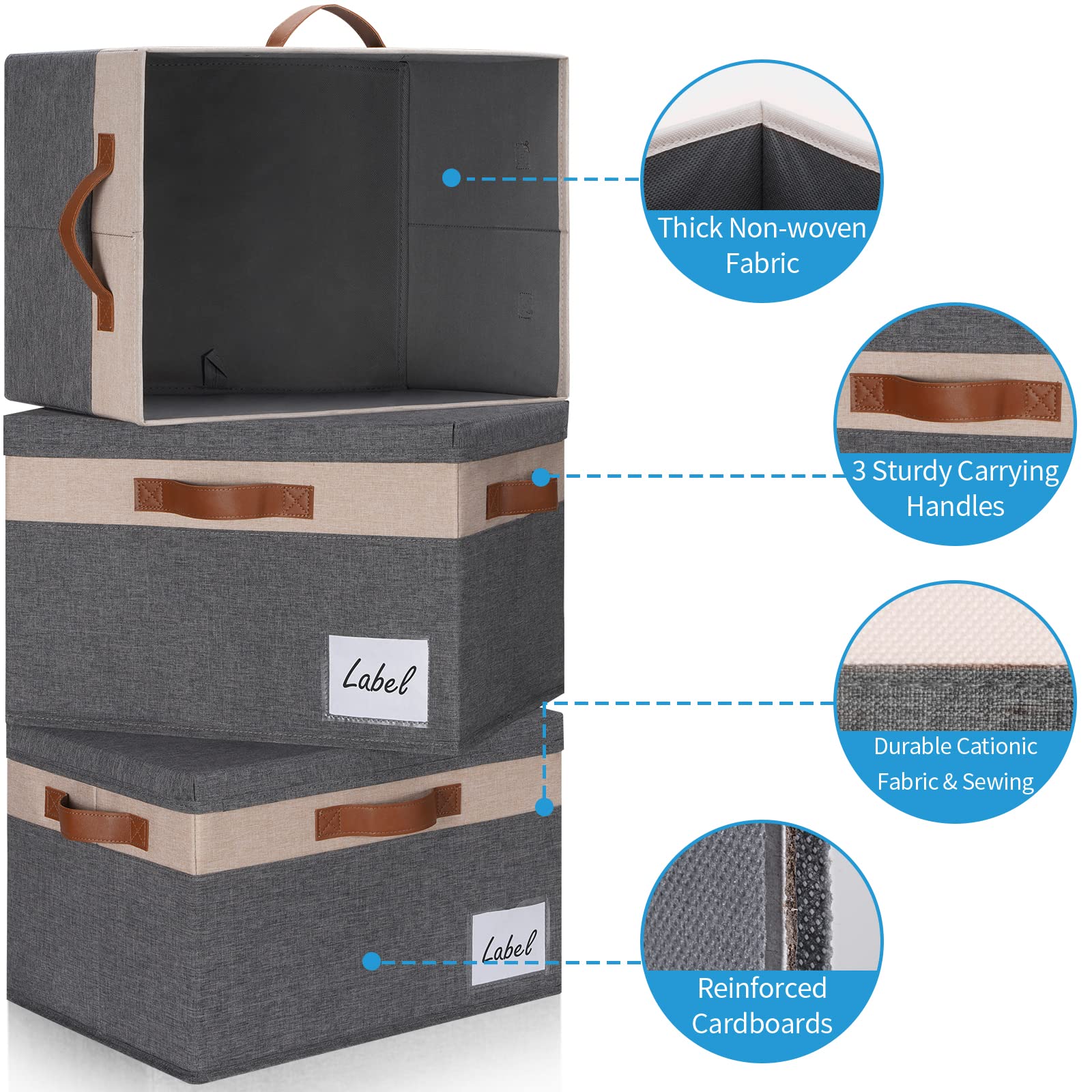 Ghvyennttes Large Storage Bins With Lids (6-Pack) Large Closet Storage Bin With Lid And 3 Pu Handles, Foldable Fabric Storage Bo