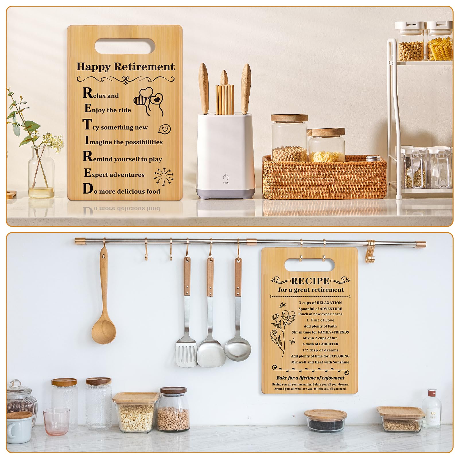 Retirement Gifts for Women Men,Leaving Going Away Gift for Coworker Boss Teachers Mom Friends Retirees,Happy Retirement & RECIPE