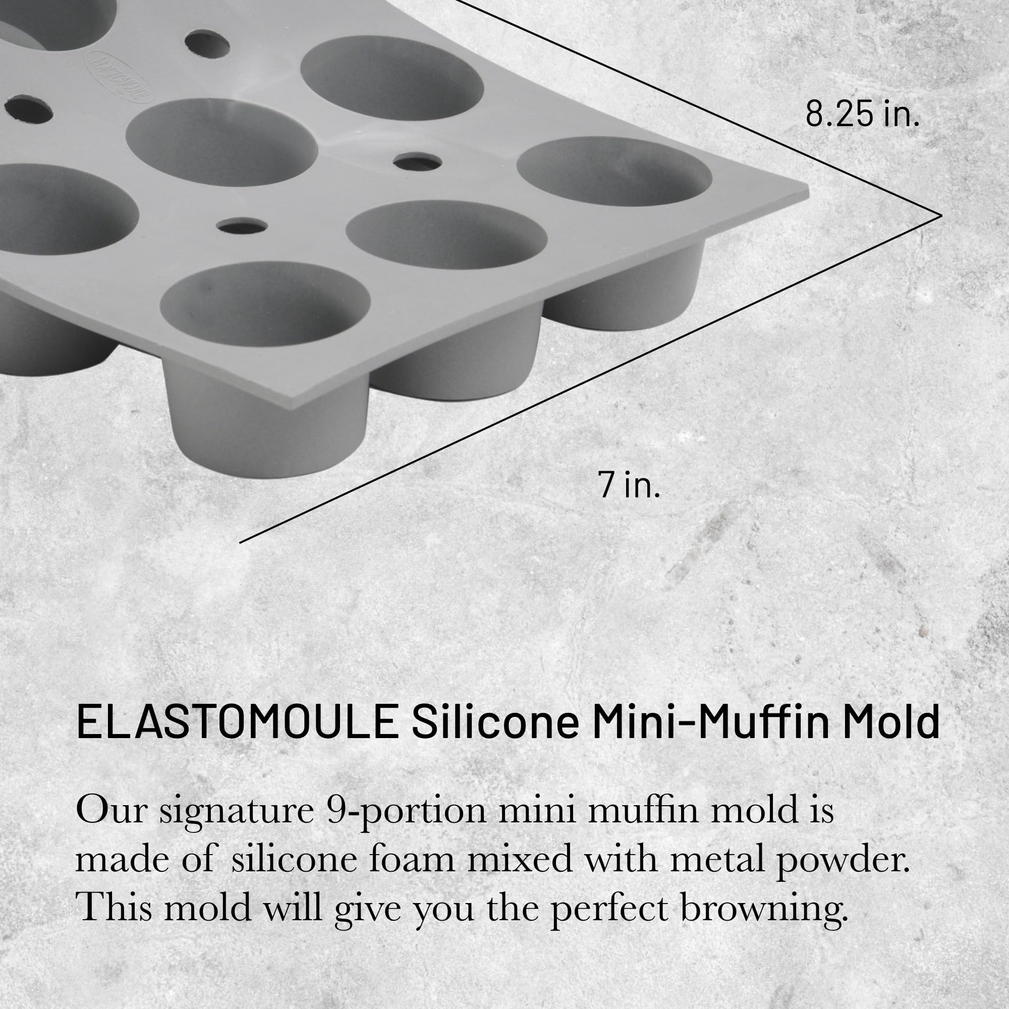De Buyer Elastomoule Mini-Muffin Silicone Mold - Creates 9 Muffins - Easy To Use & Clean - Dishwasher Safe