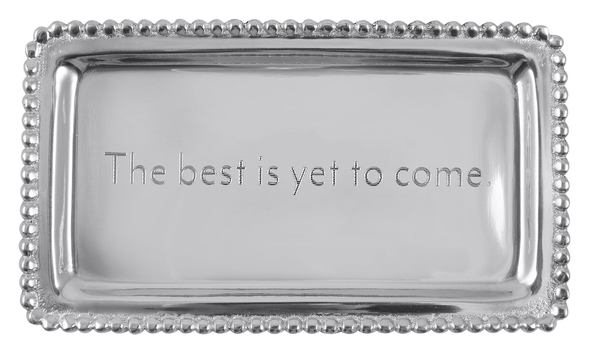 Mariposa The Best Is Yet To Come Beaded Statement Tray | Silver | Brillante | Gifts | Statement Tray | Recycled Sandcast Aluminu