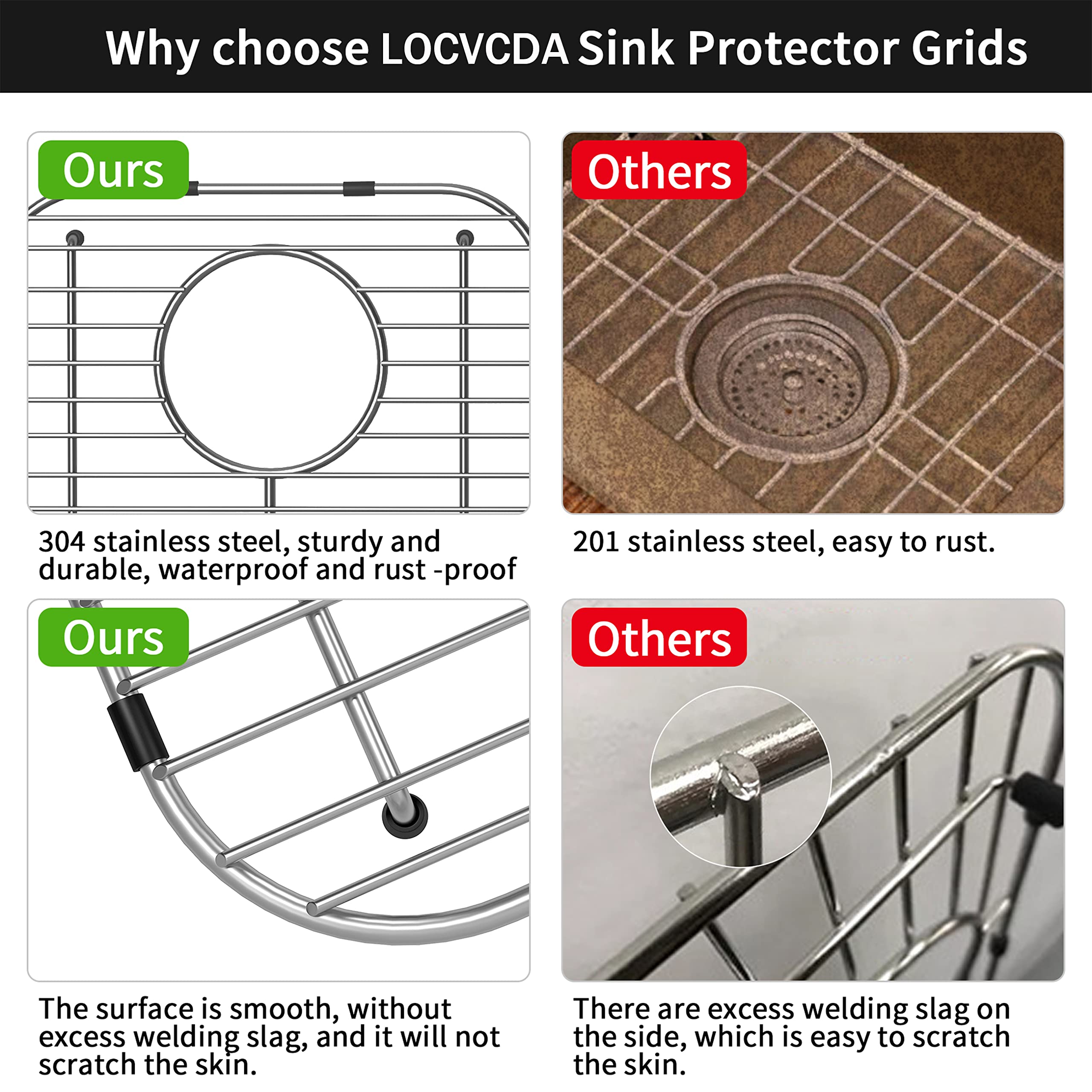 4Pack Stainless Steel Sink Protectors For Kitchen Sink, 13.1''X11.6''X1'' Sink Grid Universal With Rear Drain, Rust-Resistant Me