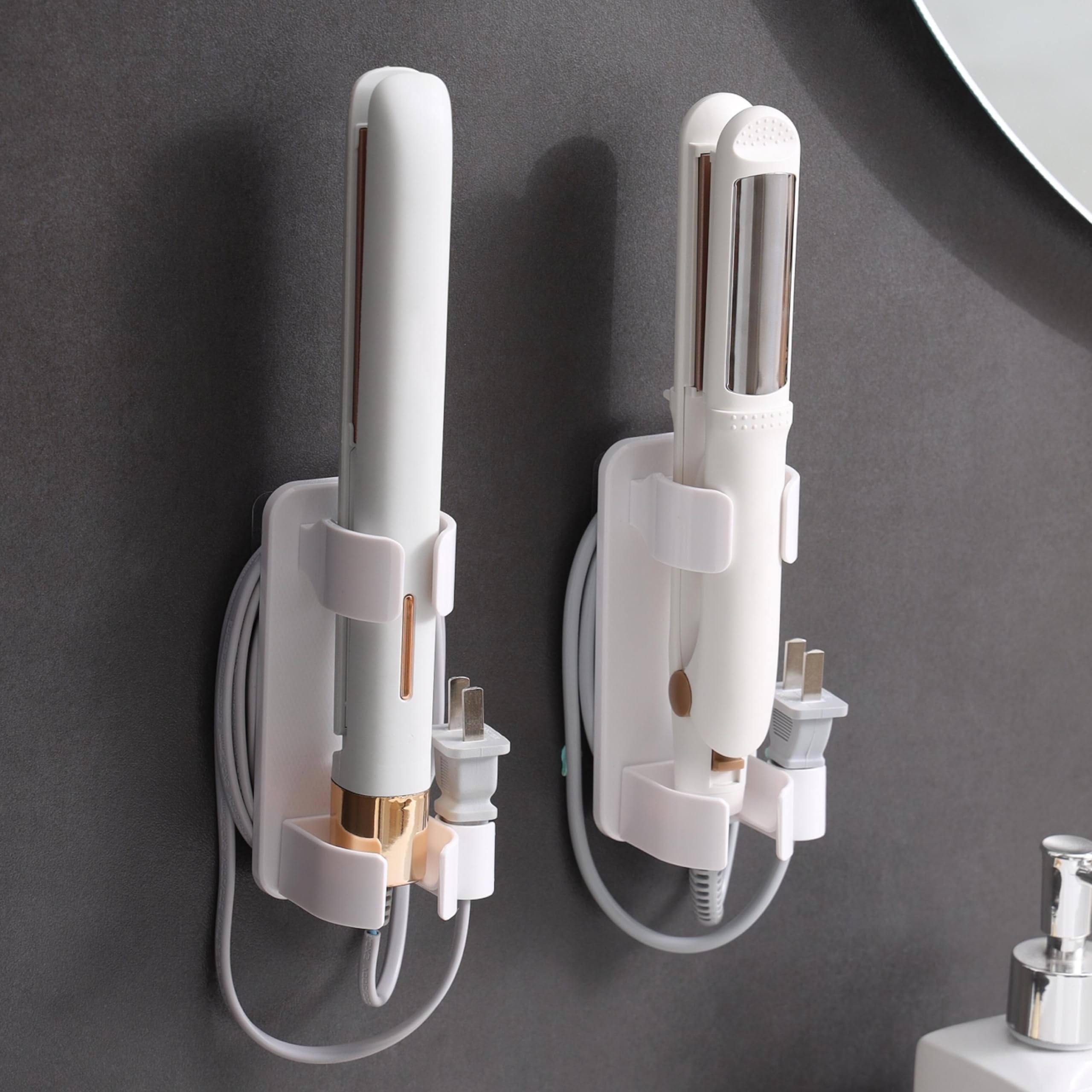 Curling Iron Holder & Wand Storage, Wall Mounted Hot Hair Tool Organizer for Bathroom (4 Pack)