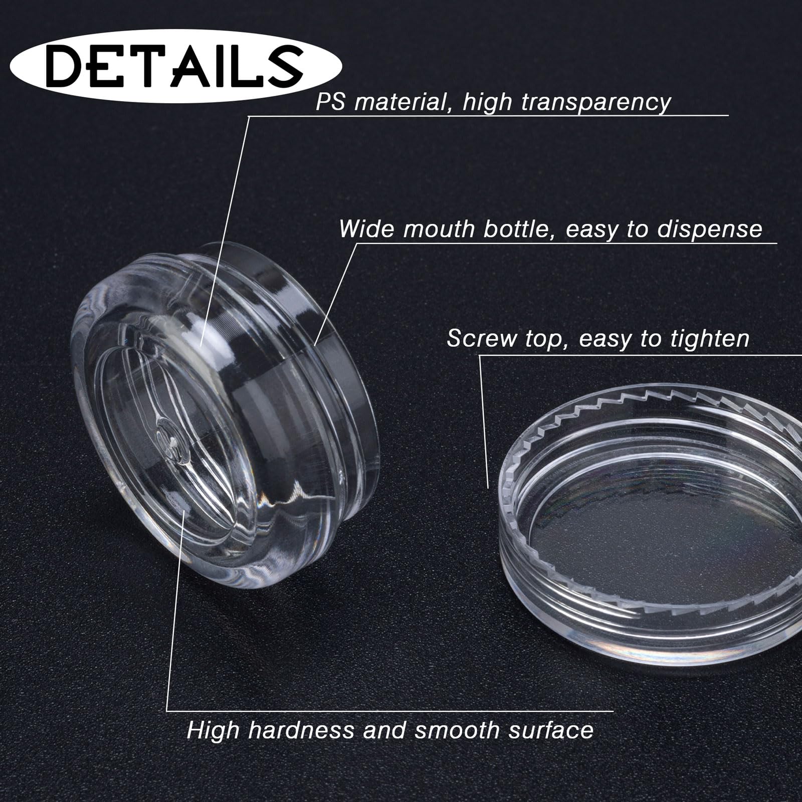 25 Count 3 Gram Sample Containers, Clear Lip Balm Containers With Lids, Small Plastic Sample Jars With 2 Mini Spoons, 25Pcs Labe