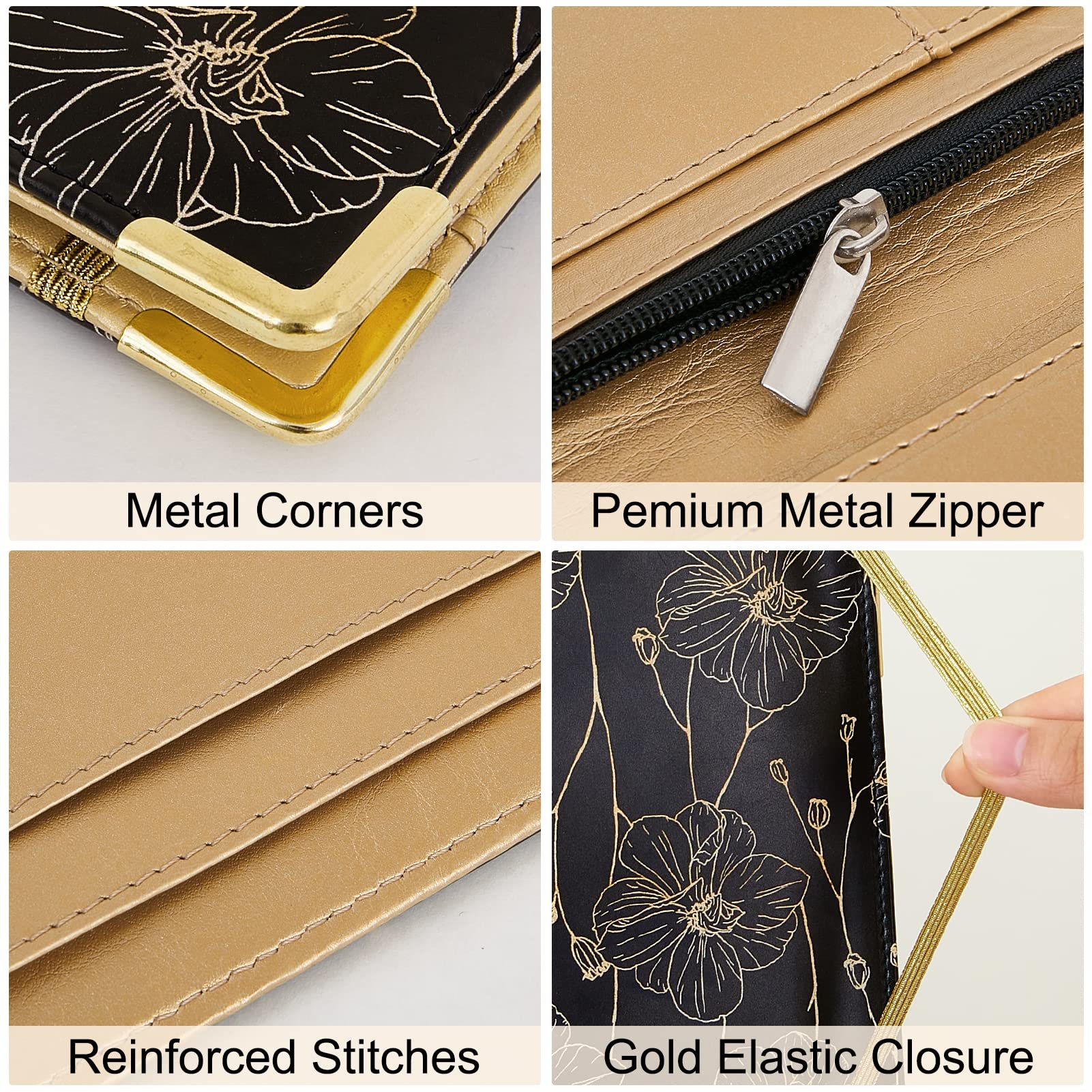 Server Books For Waitress Cute Waitress Book With Money Pocket Leather Server Book With Zipper Wallet Black Serving Book Organiz