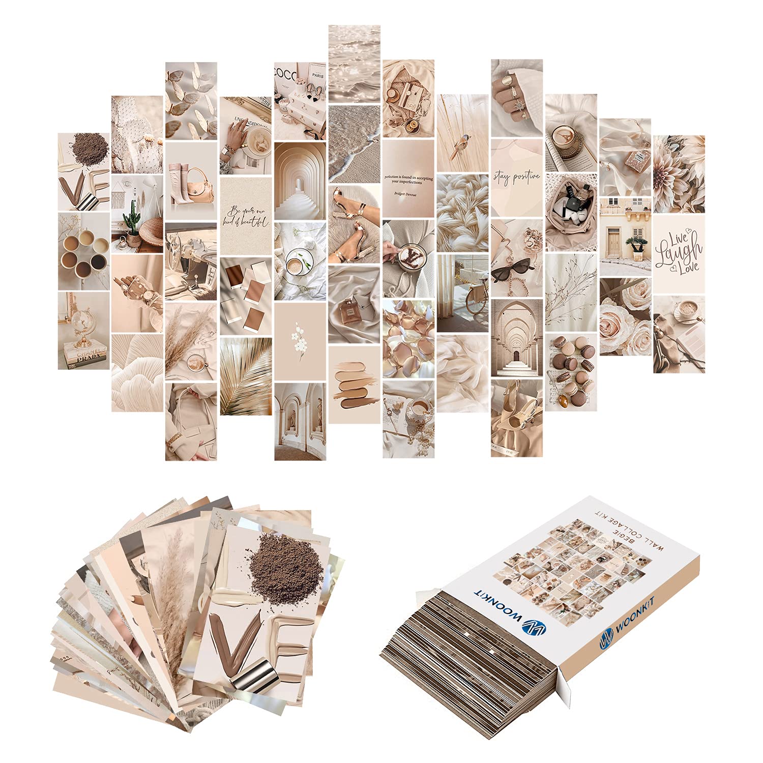 WOONKIT Beige Wall Collage Kit Aesthetic Pictures  Room Decor Aesthetic  Room Decor for Teen Girls  Photo Collage Kit for Wall Aesthetic  Room Decor for Bedroom Aesthetic  Trendy Teen  50PCS 4X6 IN
