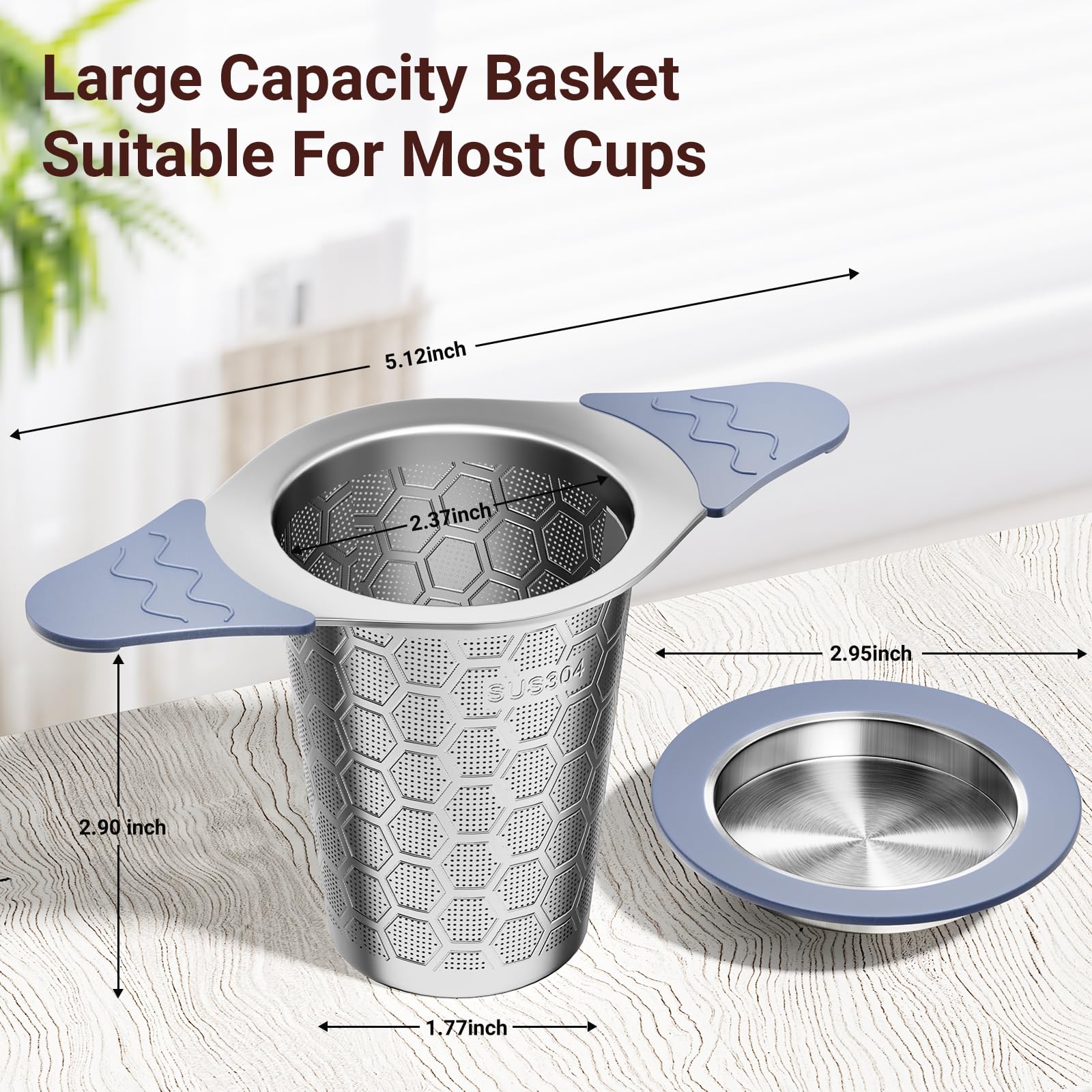 Ctianwxy 2Pcs Large Tea Infuser For Loose Leaf Tea,18/8 Stainless Steel Tea Infuser With Heat Proof Silicone Handles,Extra Fine