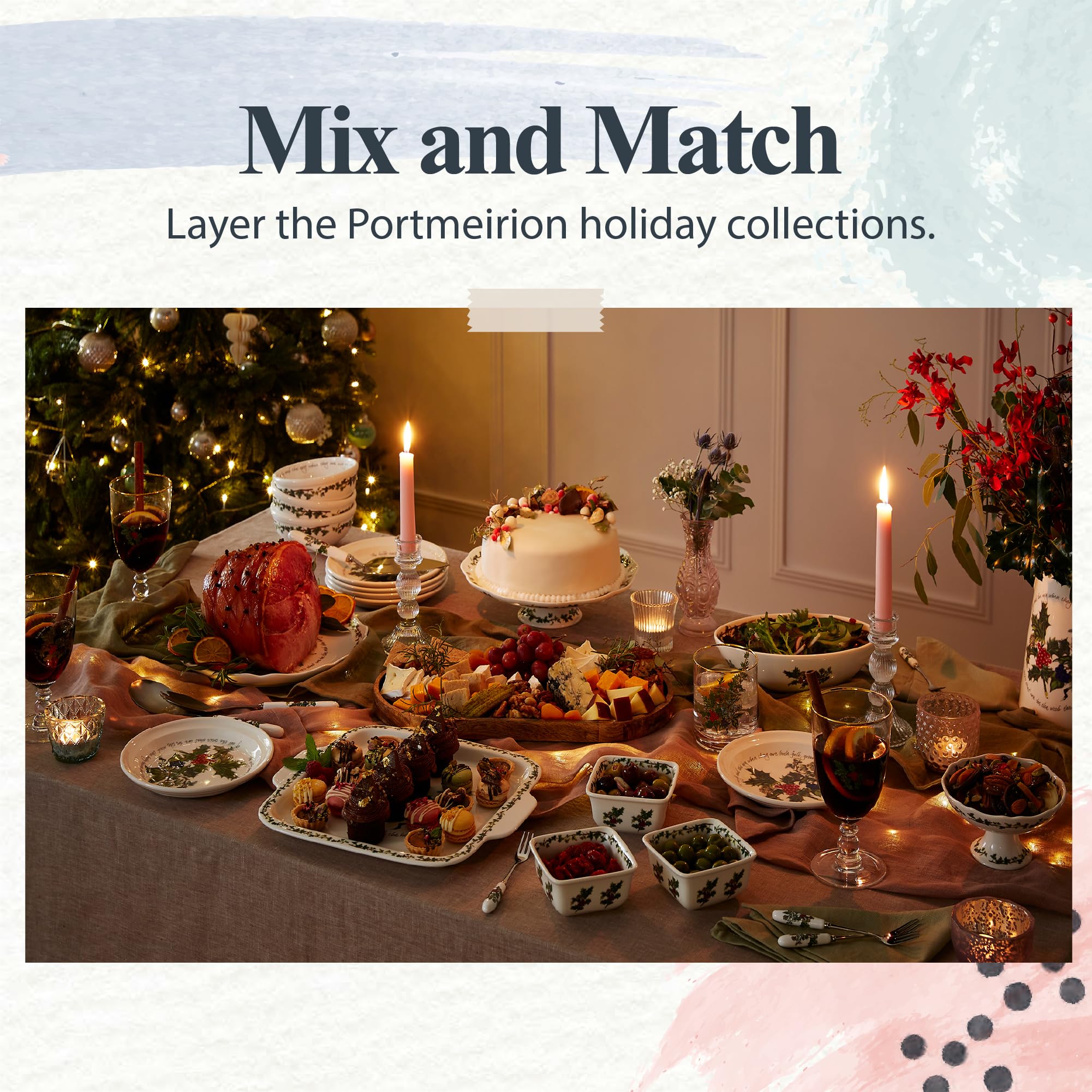 Portmeirion Holly And Ivy Gravy Boat And Stand - 1 L Capacity | Elegant Earthenware Holiday Pitcher With Holly D  Cor | Easy Pou