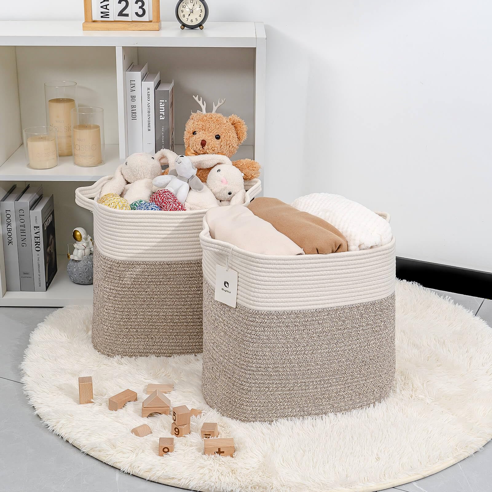 Laughbird Collapsible Laundry For Hamper,Medium Large Storage Bins Fabric Storage Box, Closet Organizer,Hampers Foldable Fabric
