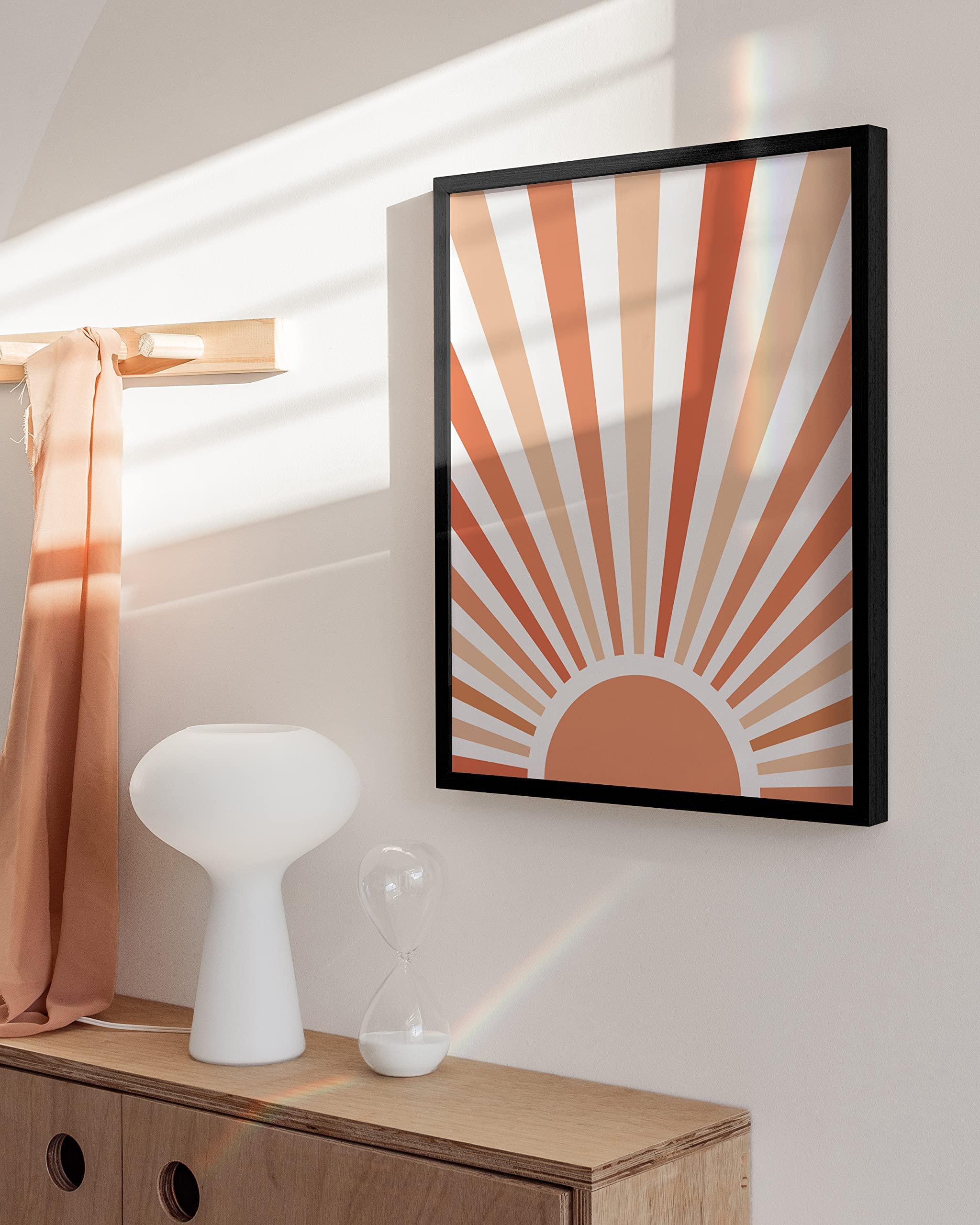 HAUS AND HUES Sun Art Prints Mid Century Modern Wall Decor - Terracotta Sun Poster and Boho Sun Wall Decor  Boho Prints Terracotta Decor  Mid Century Modern Boho Wall Decor UNFRAMED 12'' x 16''