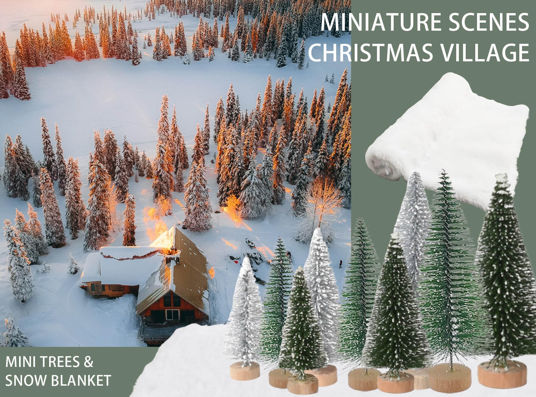 Christmas Decorations Indoor Table Decor, 36PCS Bottle Brush Christmas Trees for Christmas Village- Mini Christmas Tree, Artific