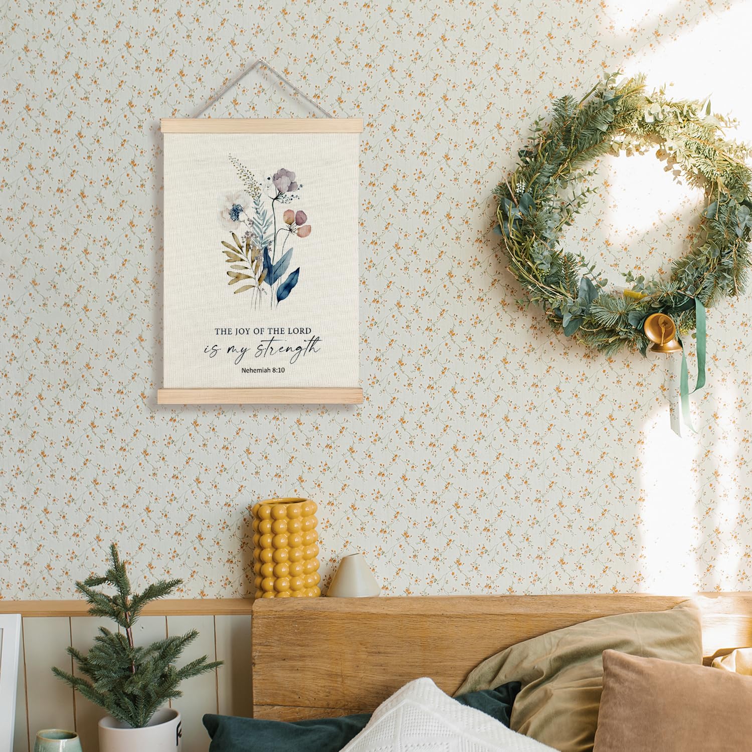 Supwhd Christian Wall Decor, The Joy Of The Lord Is My Strength Bible Verses Wall Decor, Scripture Wall Art For Bedroom Living R