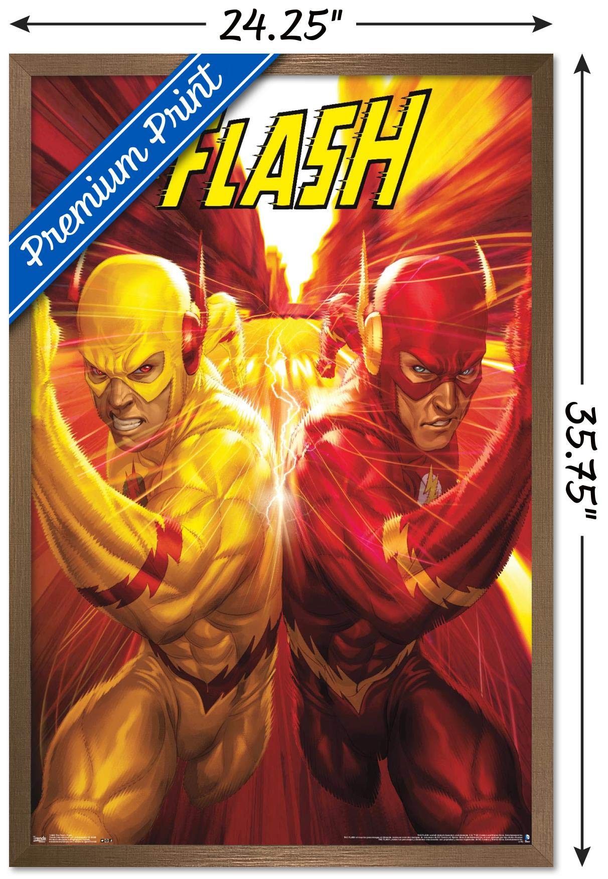 Trends International Dc Comics - The Flash And The Reverse Flash - Race Wall Poster, 22.375'' X 34'', Bronze Framed Version