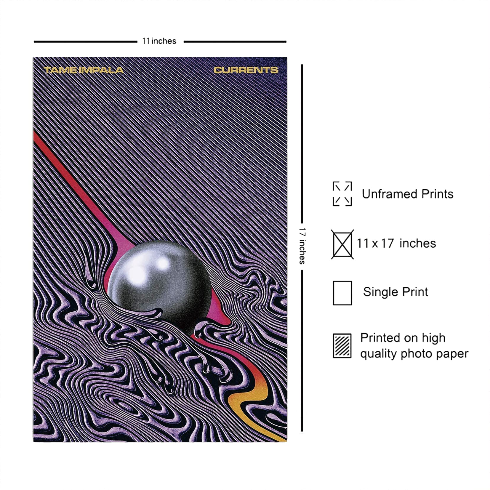Xihoo Tame Impala Currents - Music Album Cover Poster For Room 12X18 Inches(30Cm X 46Cm) Psychedelic Rock Frameless Gift-Lt-007