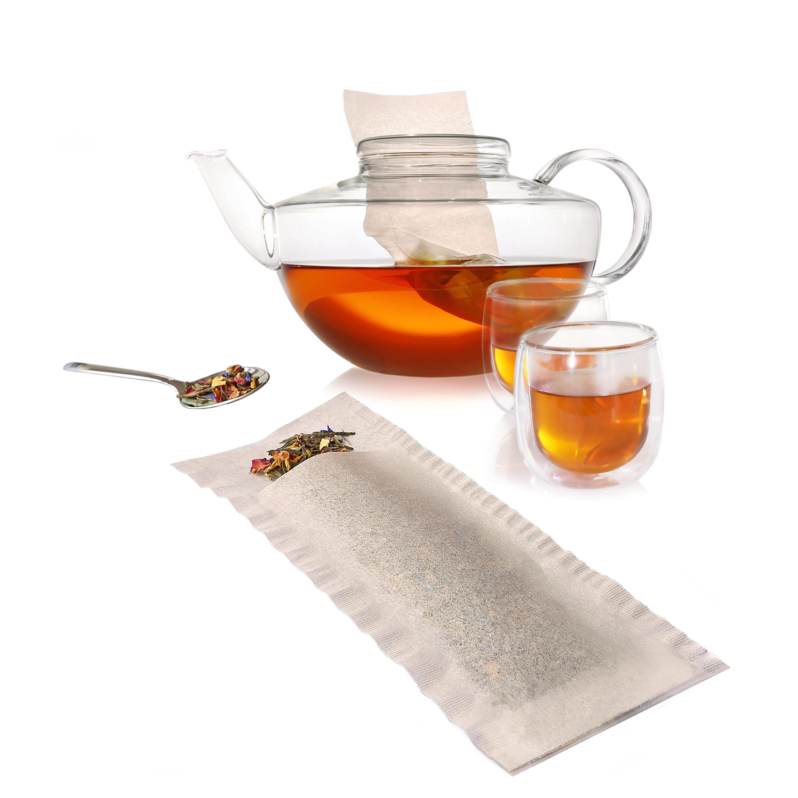 finum Disposable Paper Tea Filter Bags, Large - Natural, 100 Count, Model 60/420.67.00