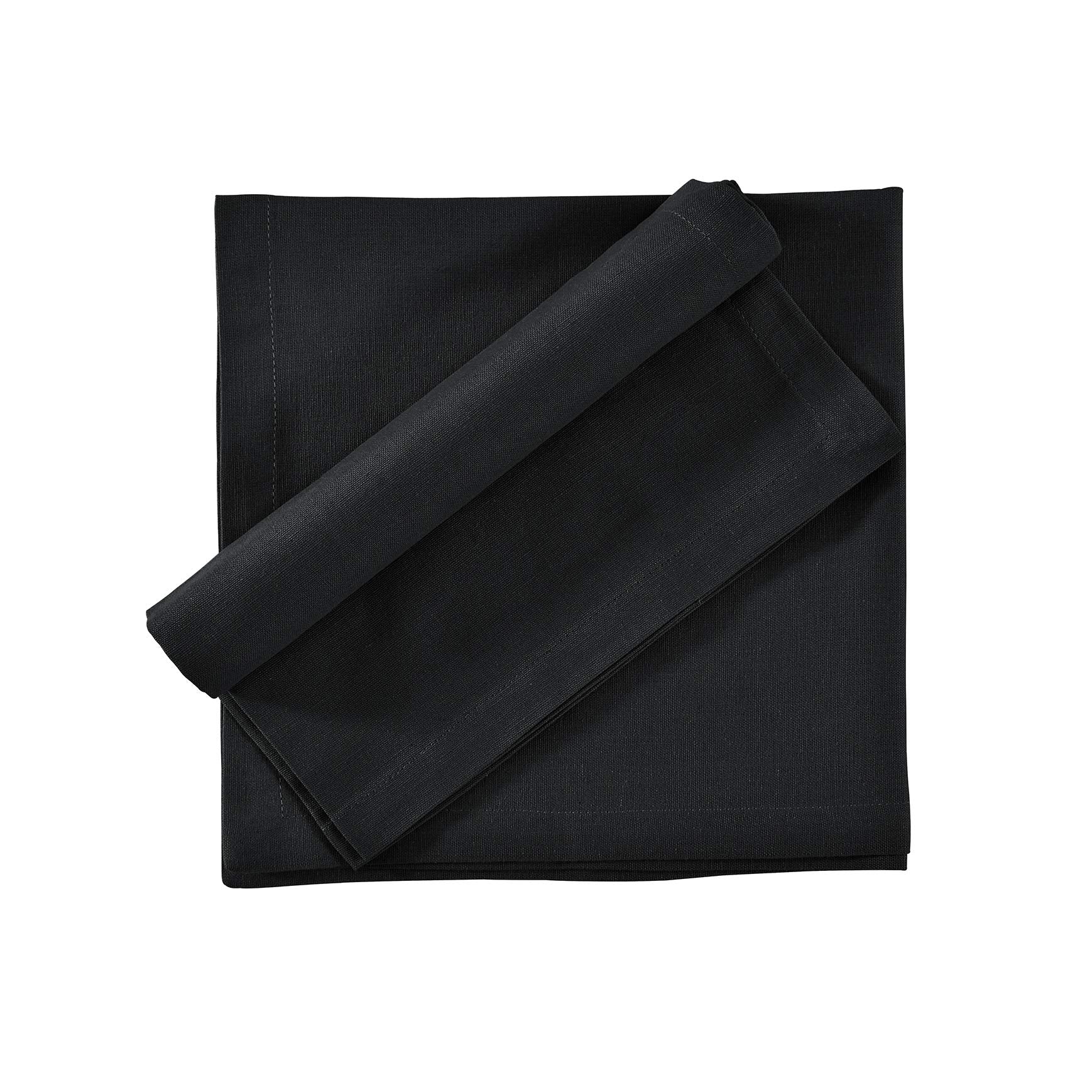 Fingercraft Dinner Cloth Napkins, Cotton Linen Blend Fabric 12 Pack Easter Special Black Premium Quality, Mitered Corners For Ev